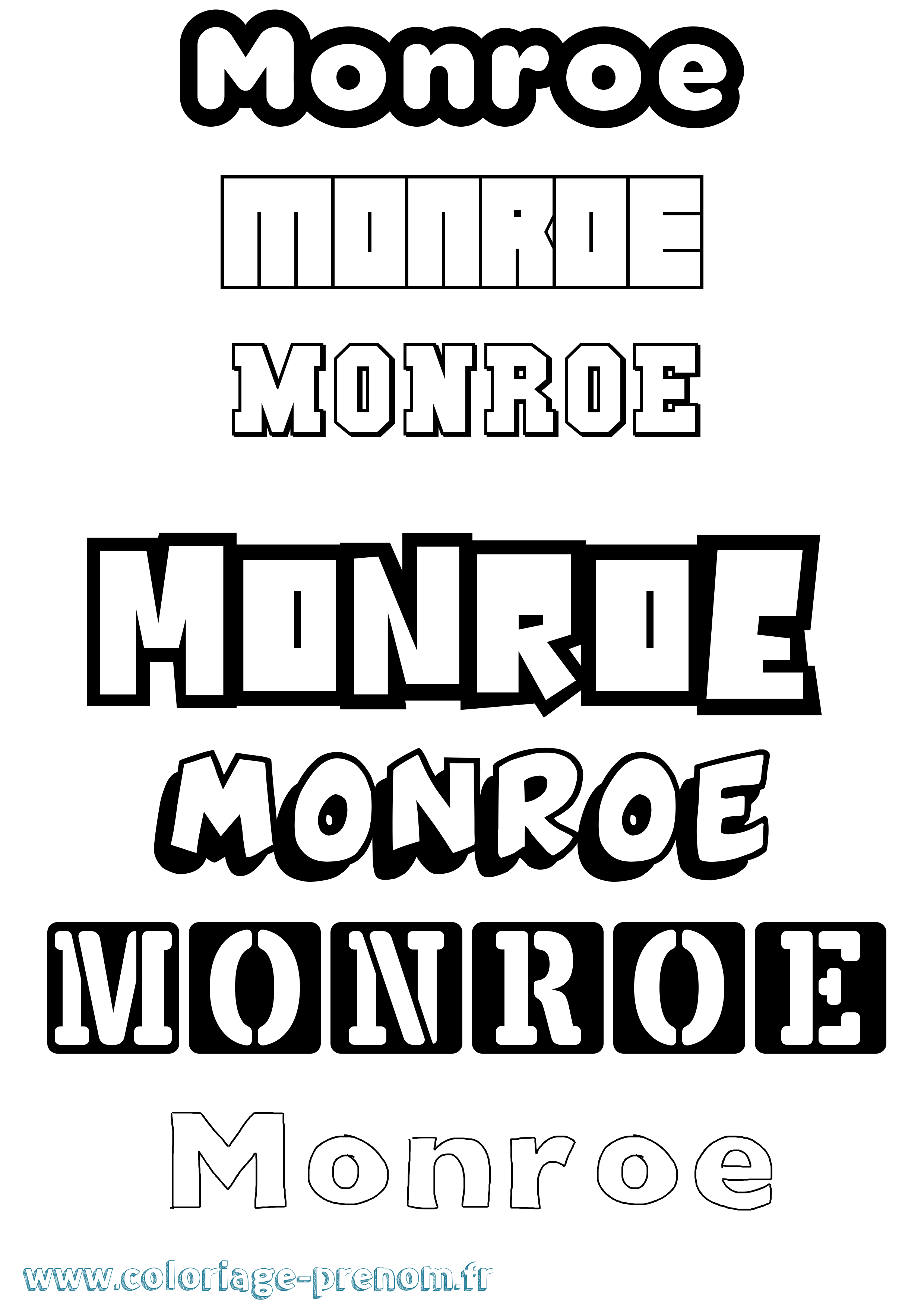 Coloriage Monroe Simple Coloriage prénom Monroe Simple