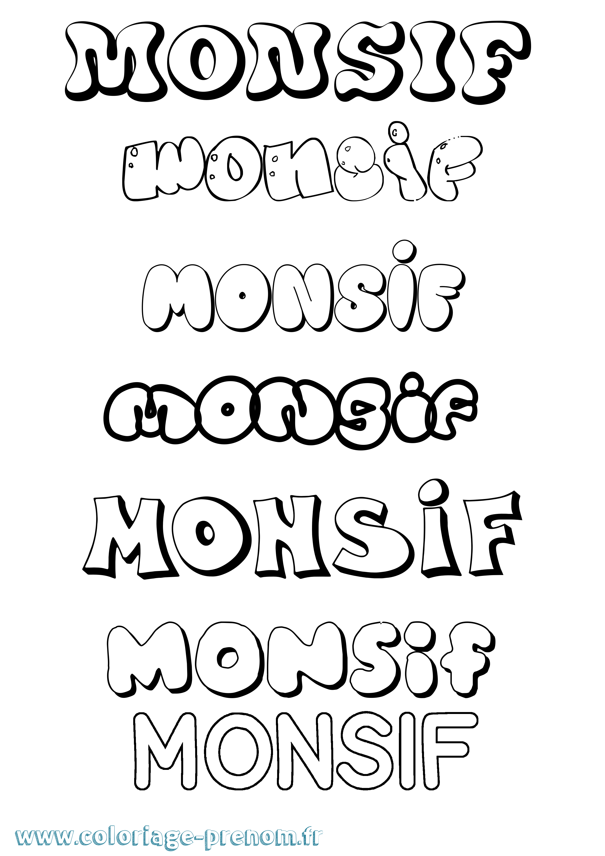 Coloriage Monsif Bubble Coloriage prénom Monsif Bubble