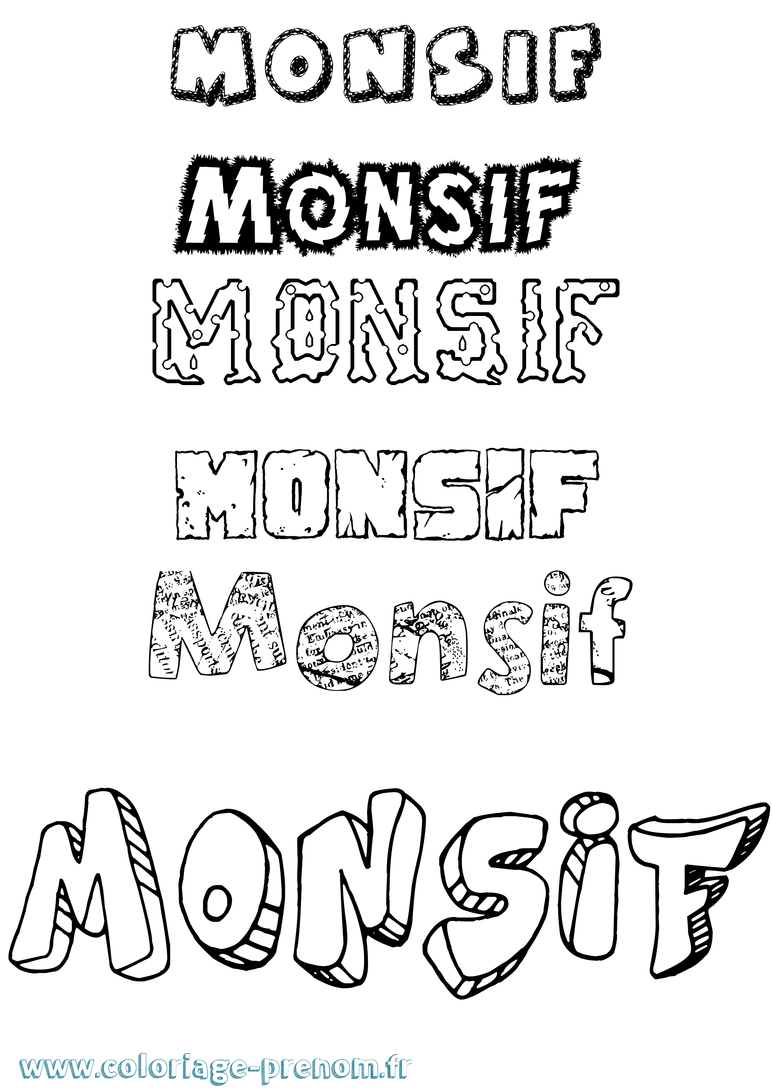 Coloriage Monsif Destructuré Coloriage prénom Monsif Destructuré