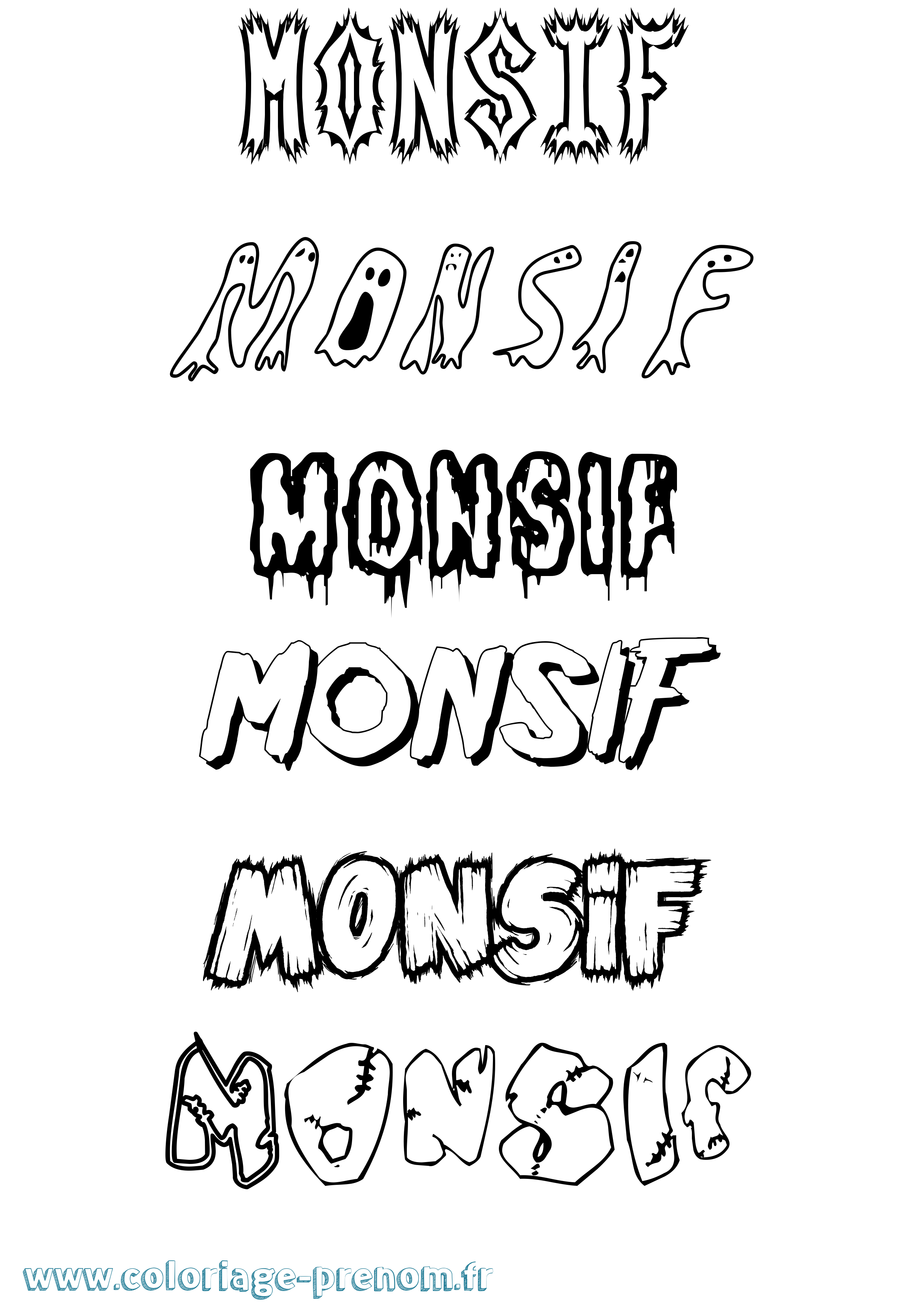 Coloriage Monsif Frisson Coloriage prénom Monsif Frisson