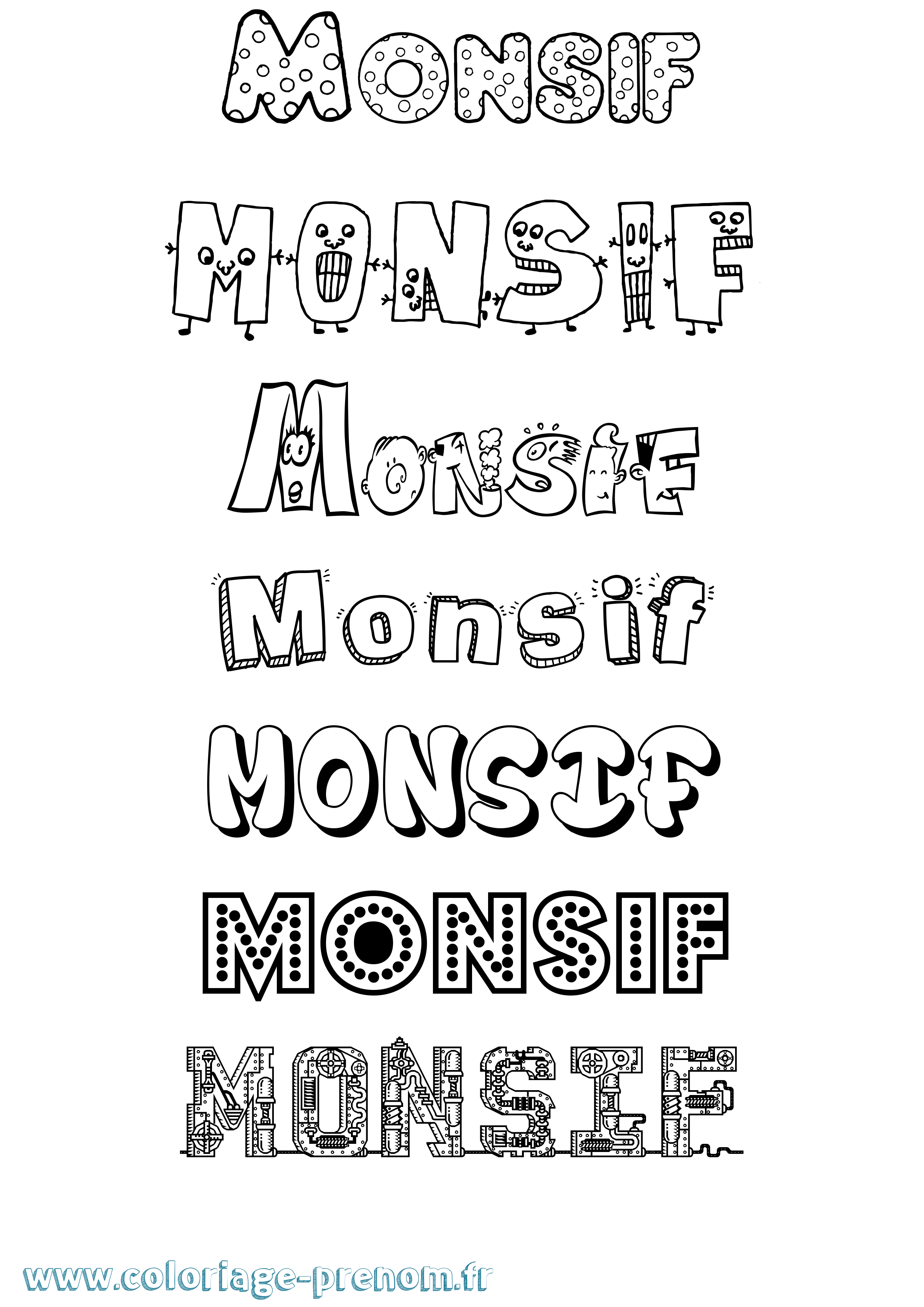 Coloriage Monsif Fun Coloriage prénom Monsif Fun