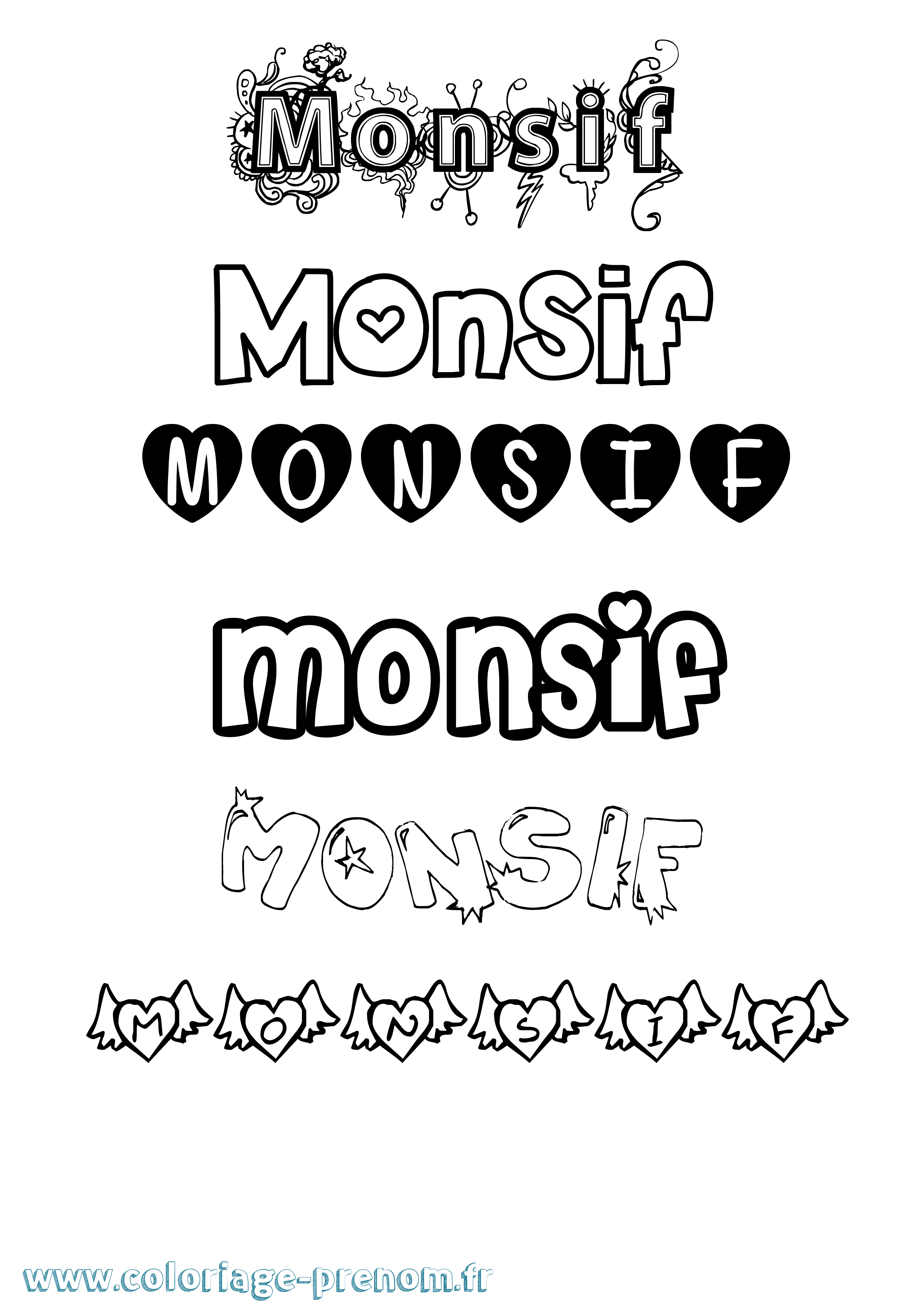 Coloriage Monsif Girly Coloriage prénom Monsif Girly
