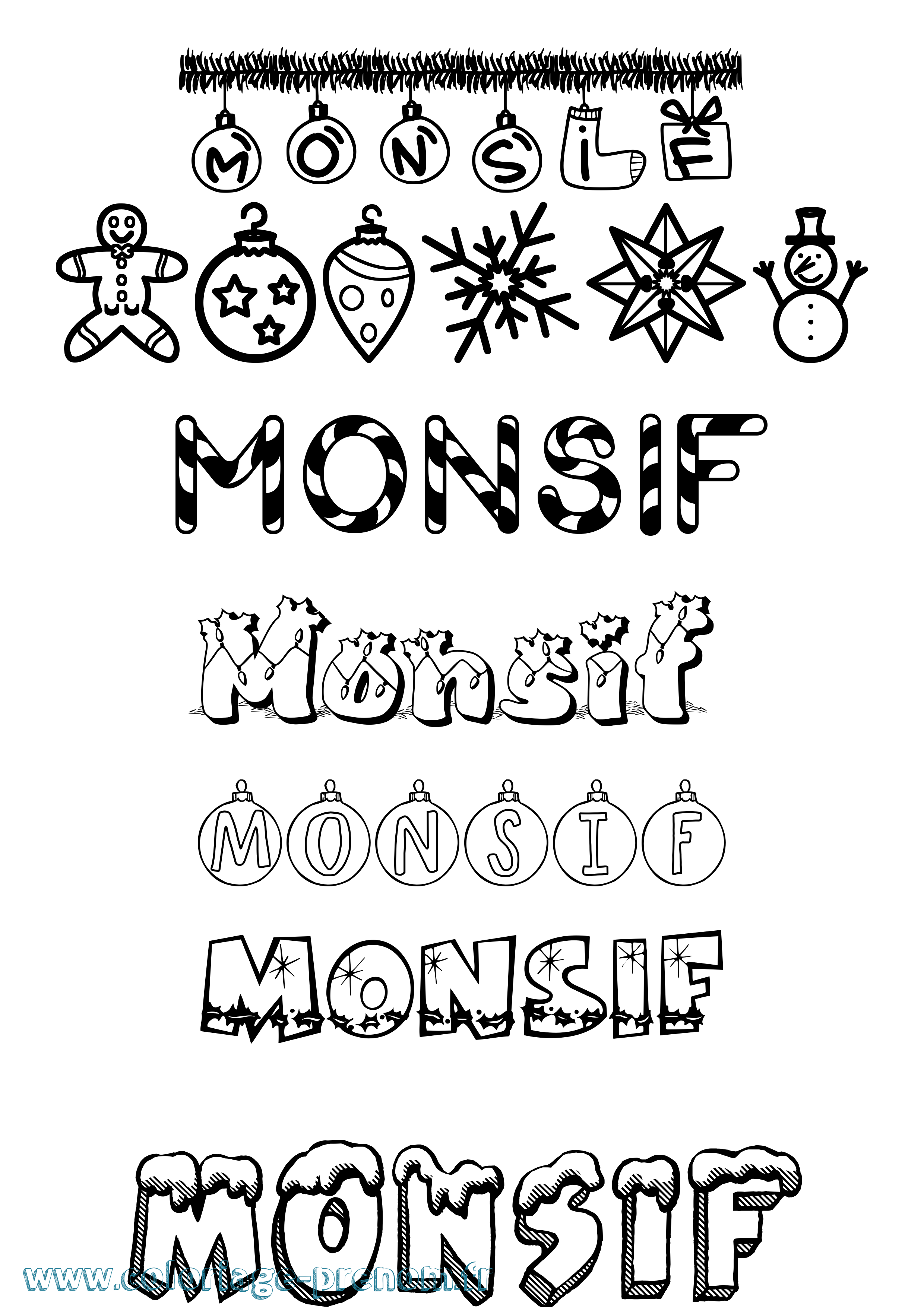 Coloriage Monsif Noël Coloriage prénom Monsif Noël