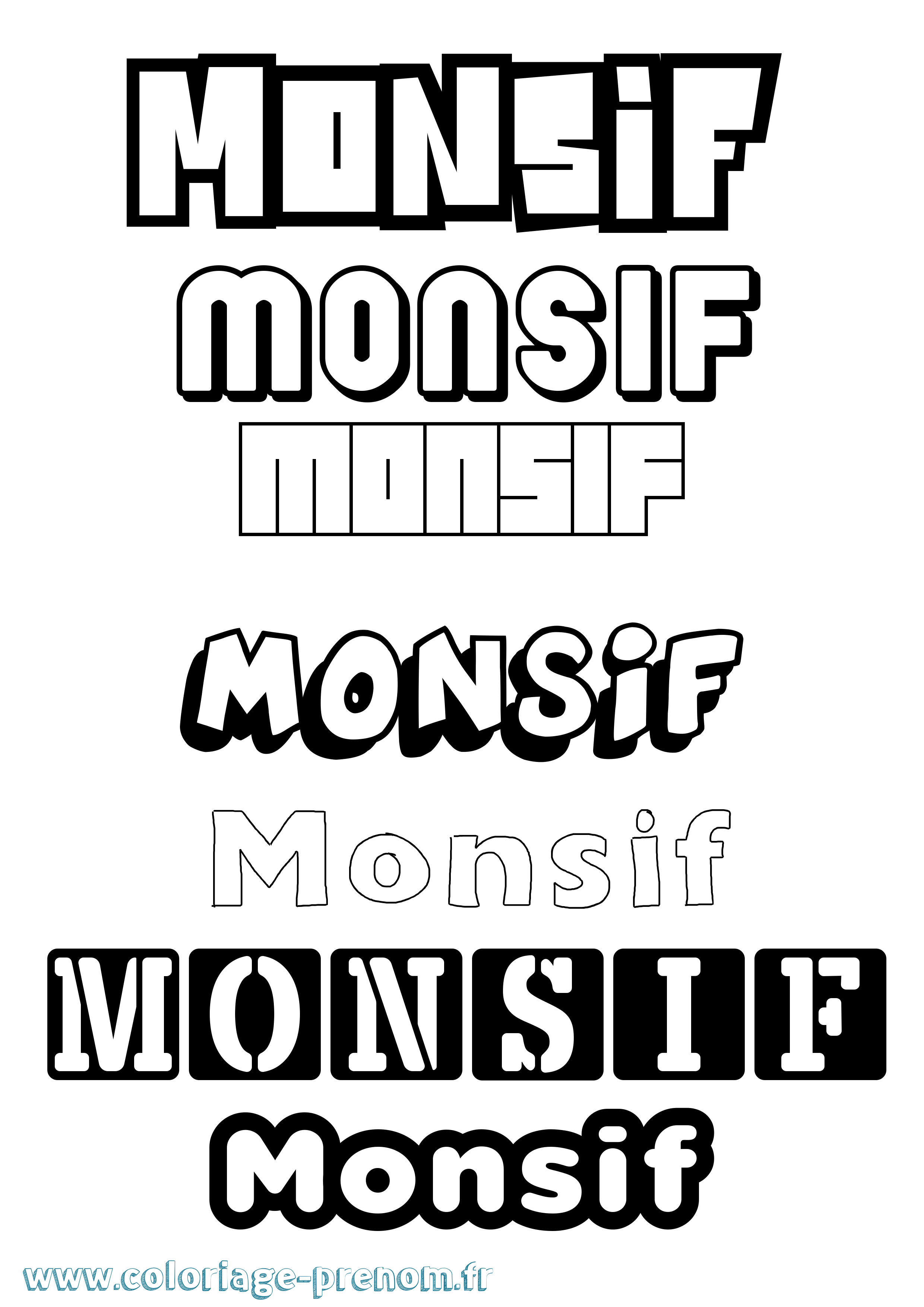Coloriage Monsif Simple Coloriage prénom Monsif Simple