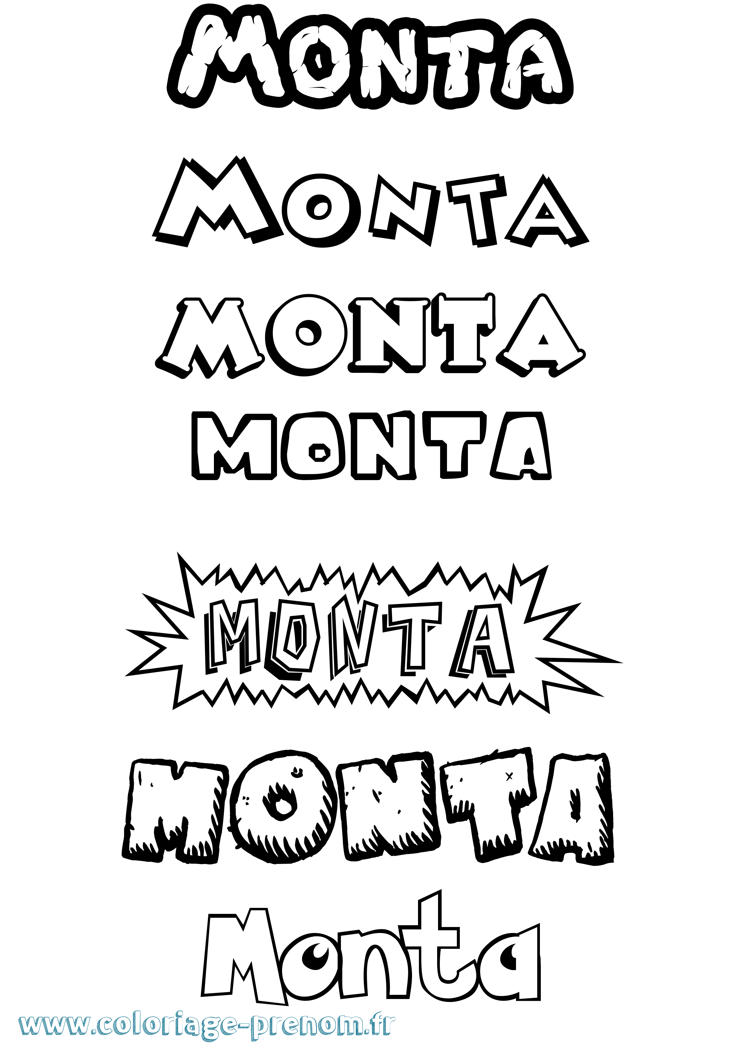 Coloriage Monta Dessin Animé Coloriage prénom Monta Dessin Animé