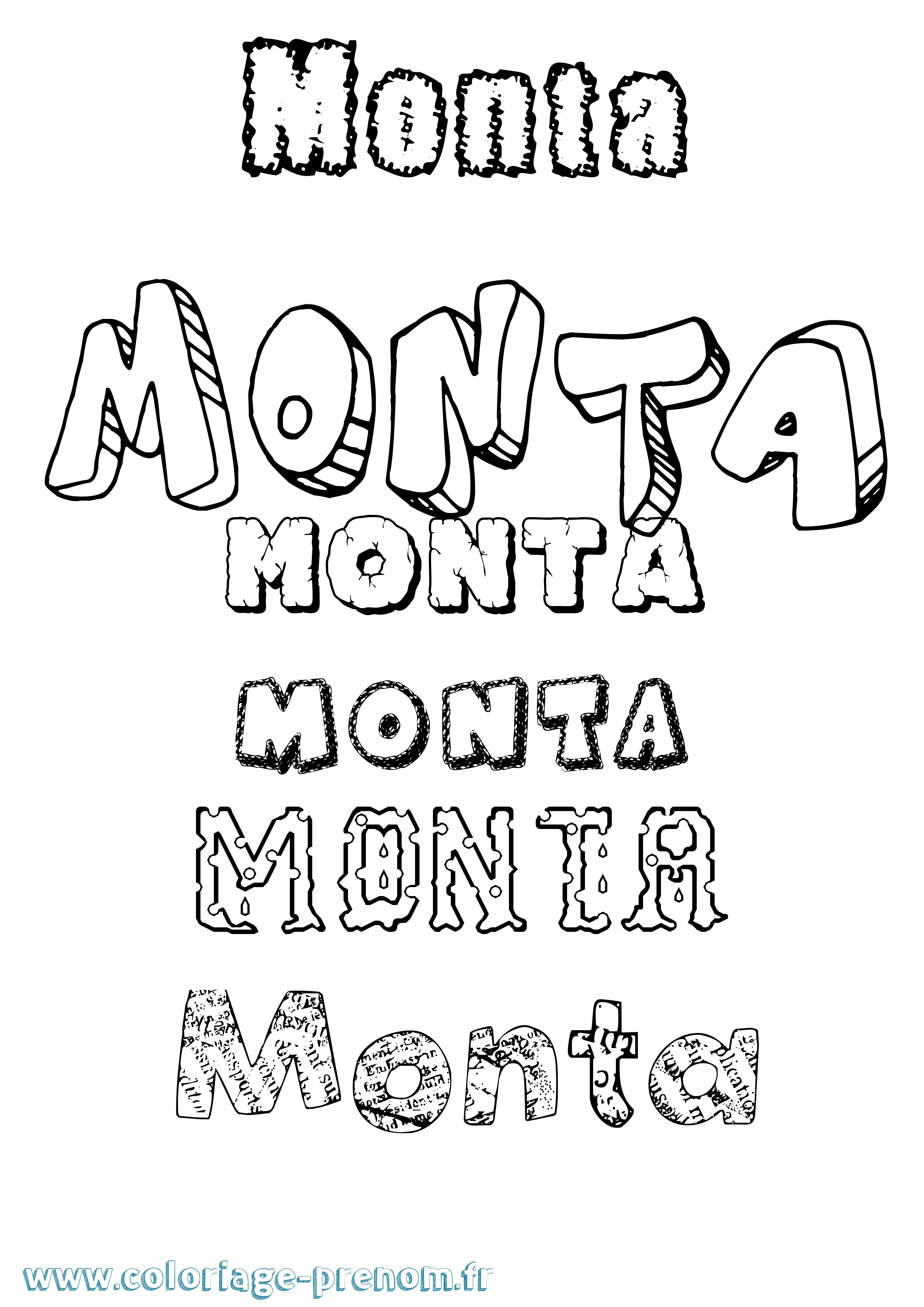 Coloriage Monta Destructuré Coloriage prénom Monta Destructuré