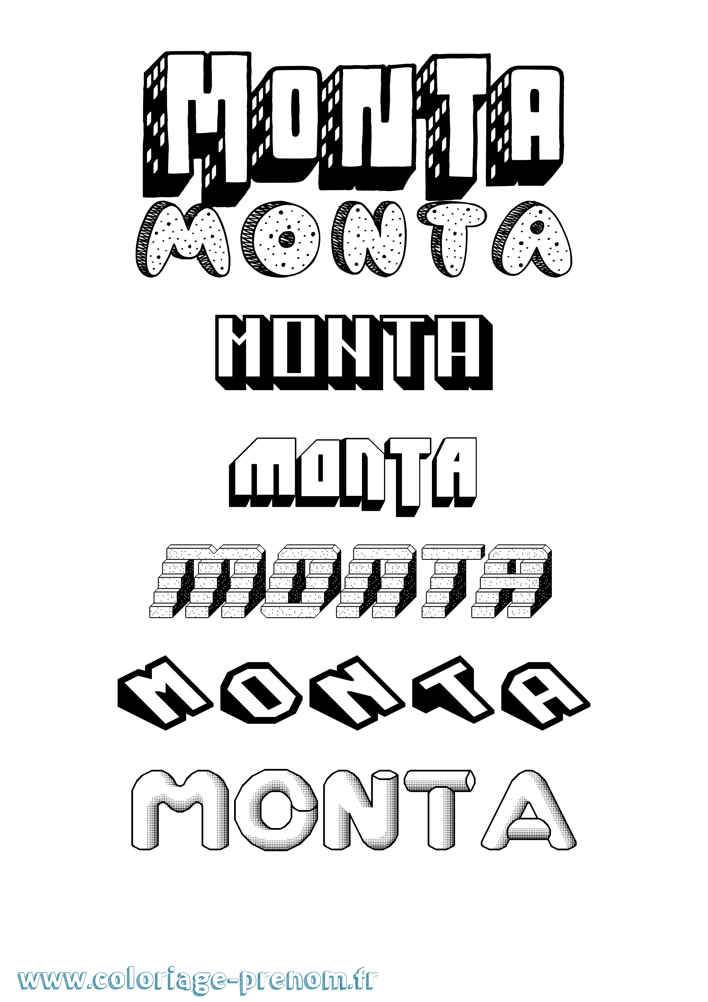 Coloriage Monta Effet 3D Coloriage prénom Monta Effet 3D