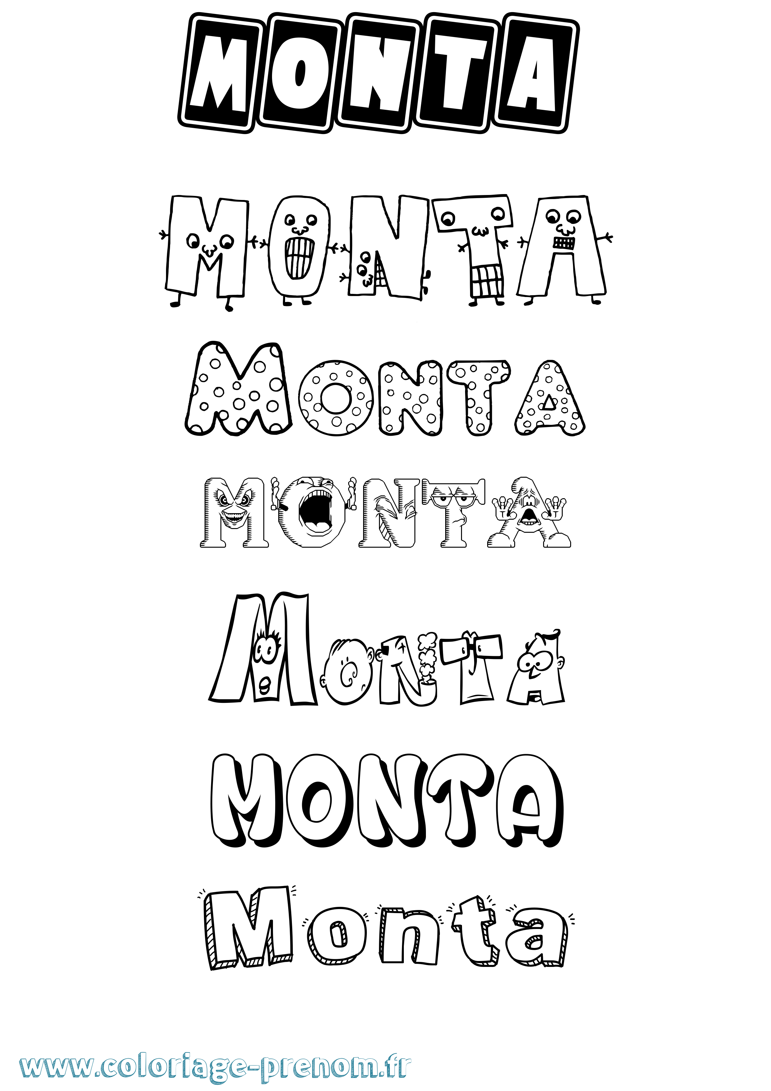 Coloriage Monta Fun Coloriage prénom Monta Fun