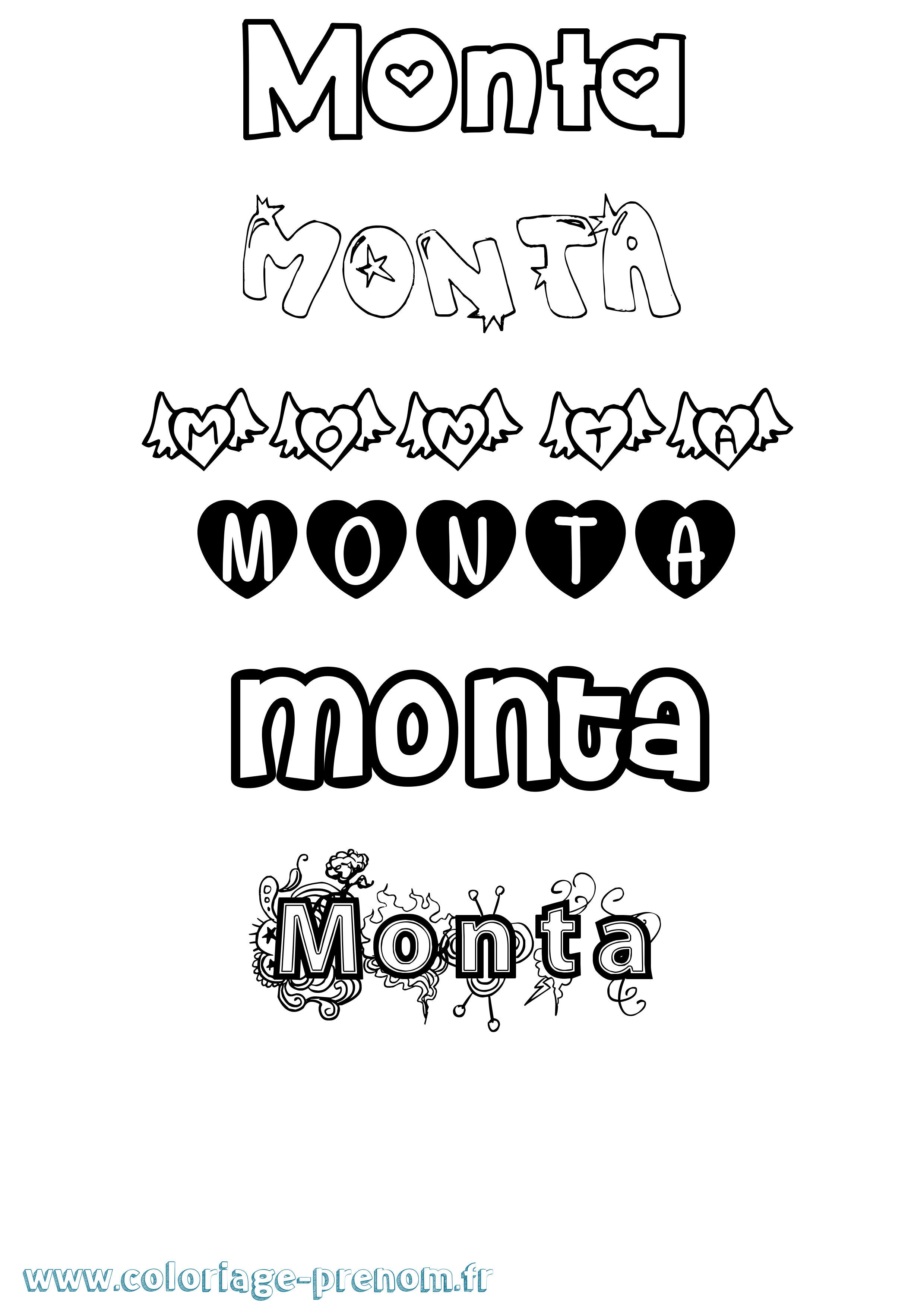 Coloriage Monta Girly Coloriage prénom Monta Girly