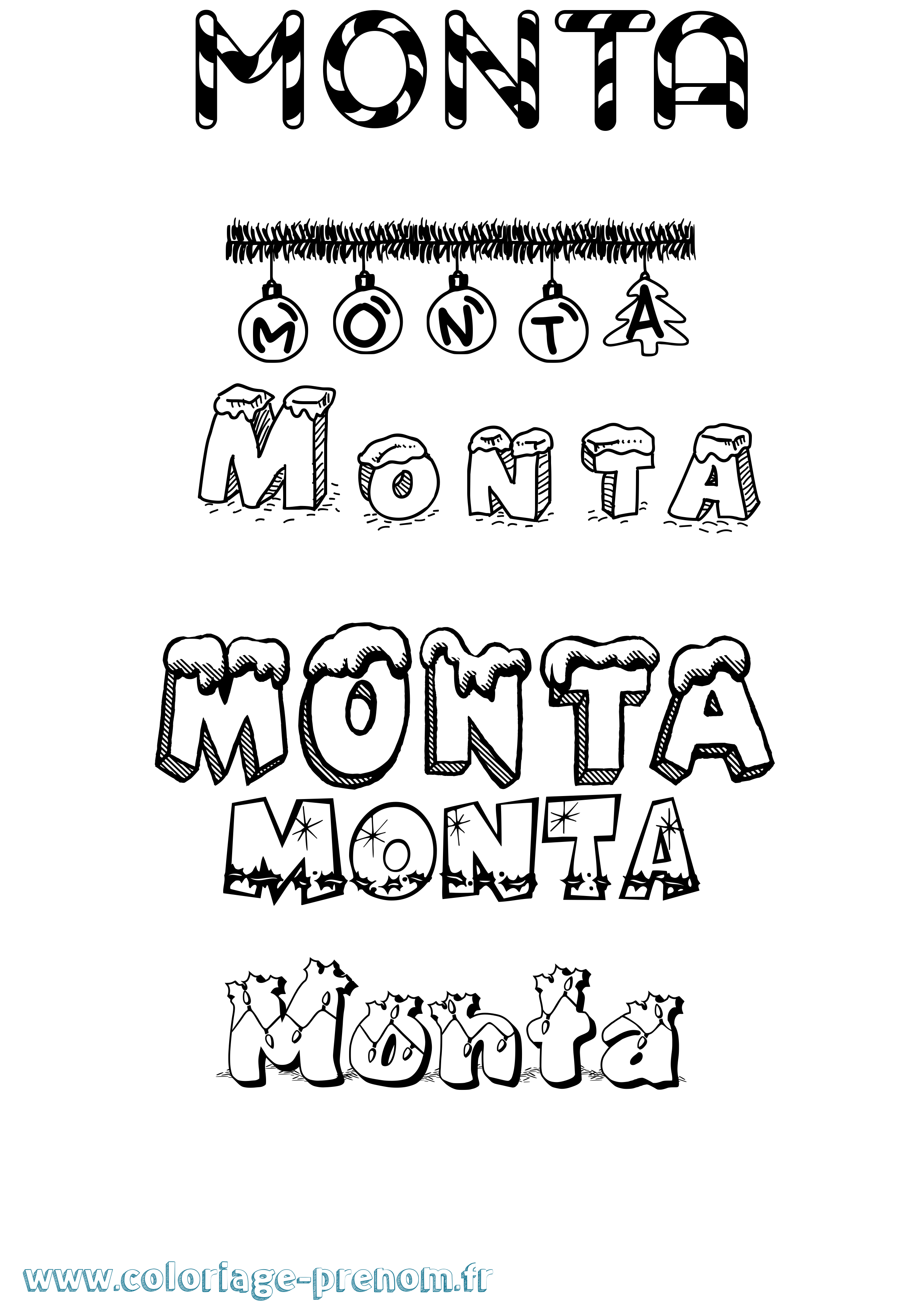 Coloriage Monta Noël Coloriage prénom Monta Noël