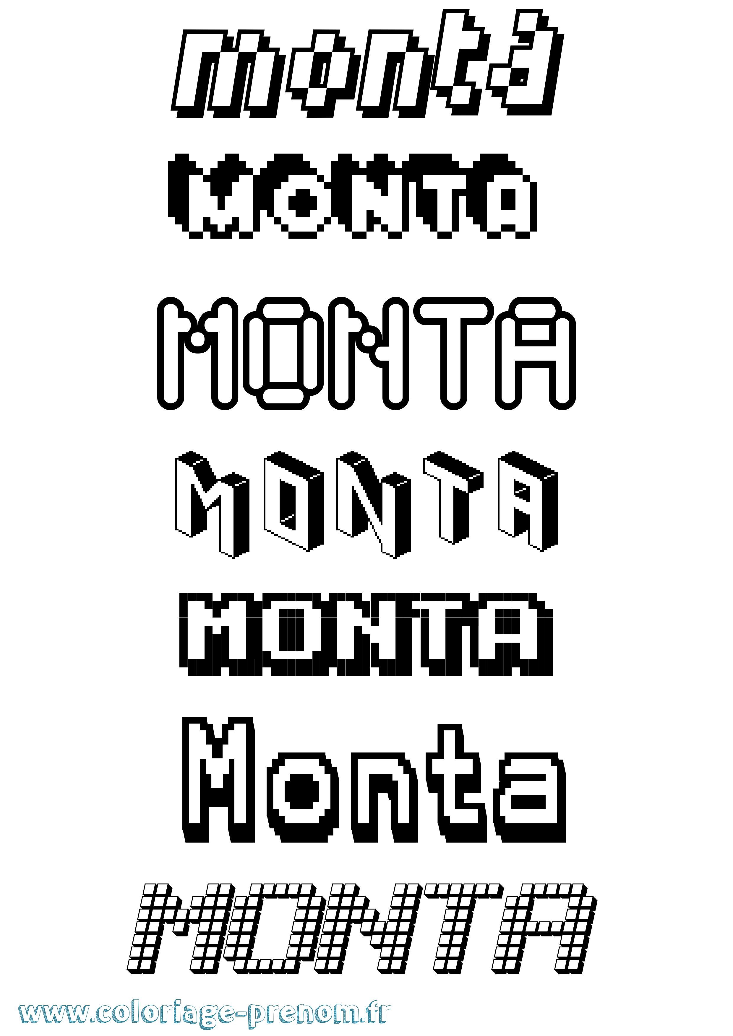 Coloriage Monta Pixel Coloriage prénom Monta Pixel