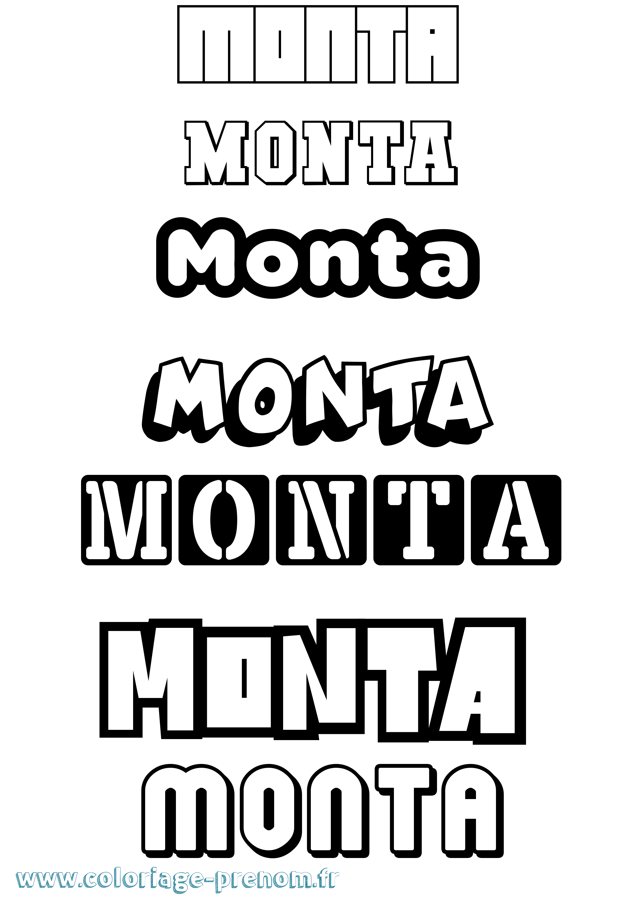 Coloriage Monta Simple Coloriage prénom Monta Simple