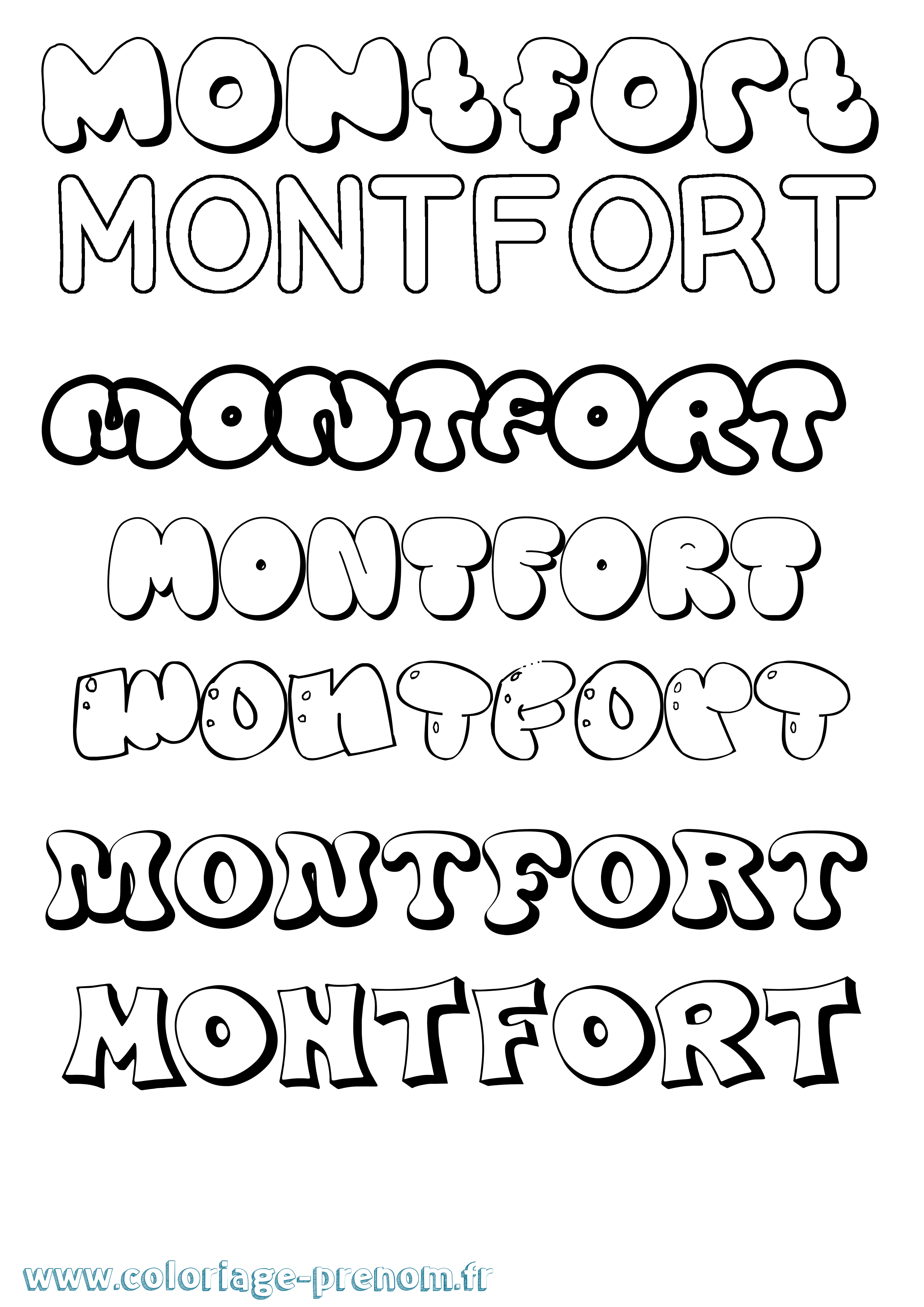 Coloriage Montfort Bubble Coloriage prénom Montfort Bubble