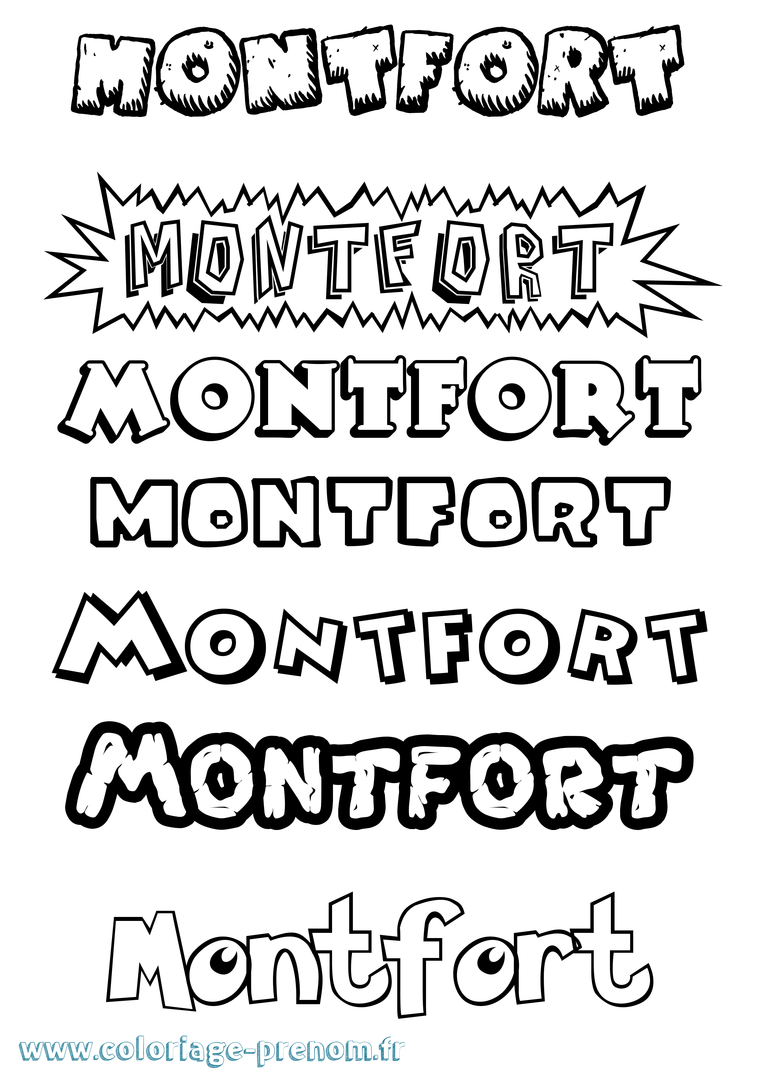 Coloriage Montfort Dessin Animé Coloriage prénom Montfort Dessin Animé