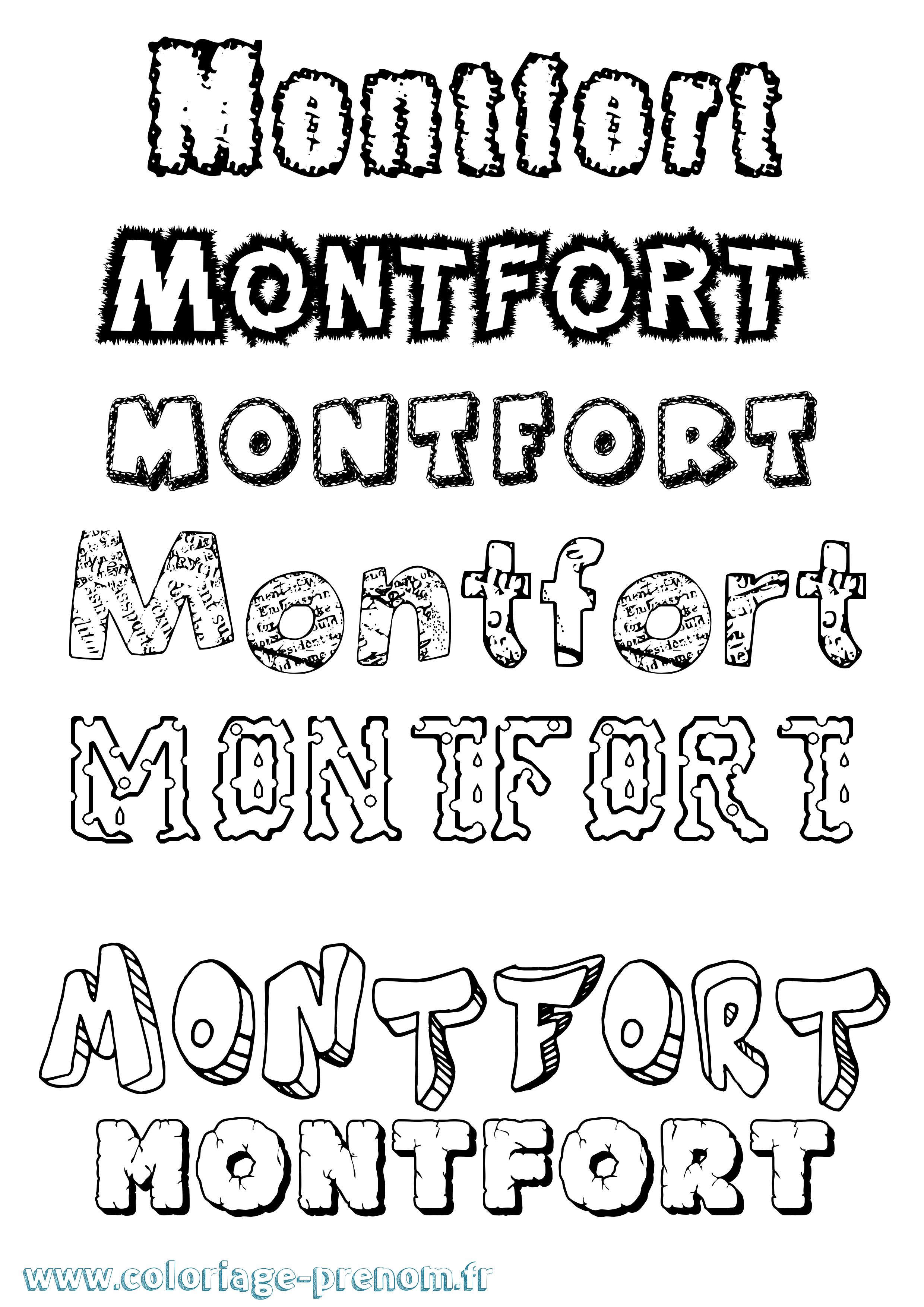 Coloriage Montfort Destructuré Coloriage prénom Montfort Destructuré