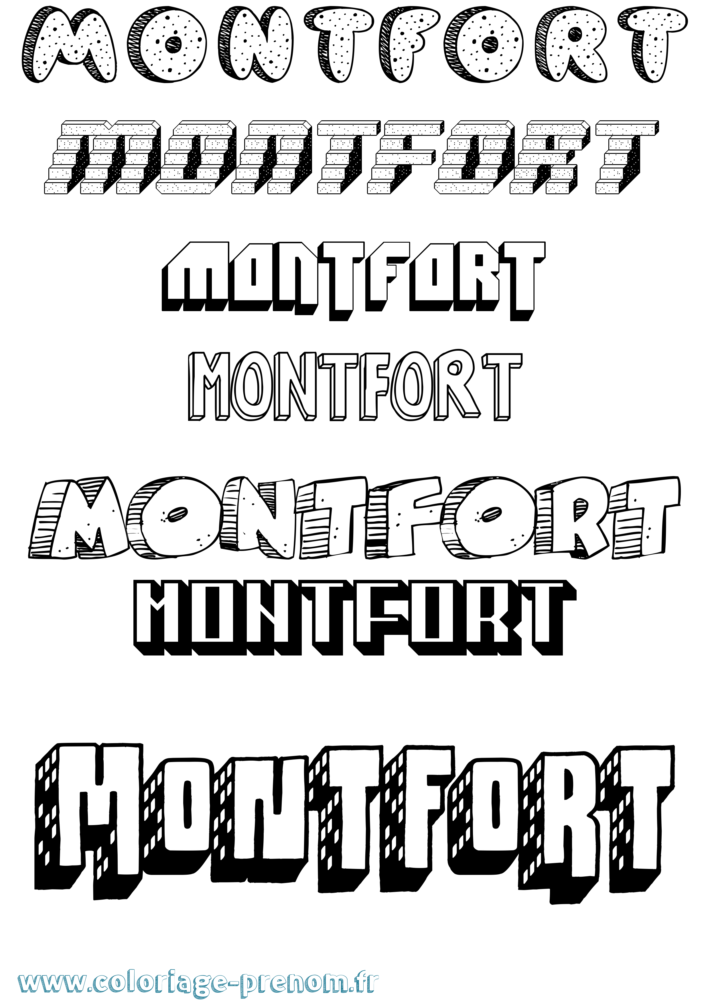 Coloriage Montfort Effet 3D Coloriage prénom Montfort Effet 3D