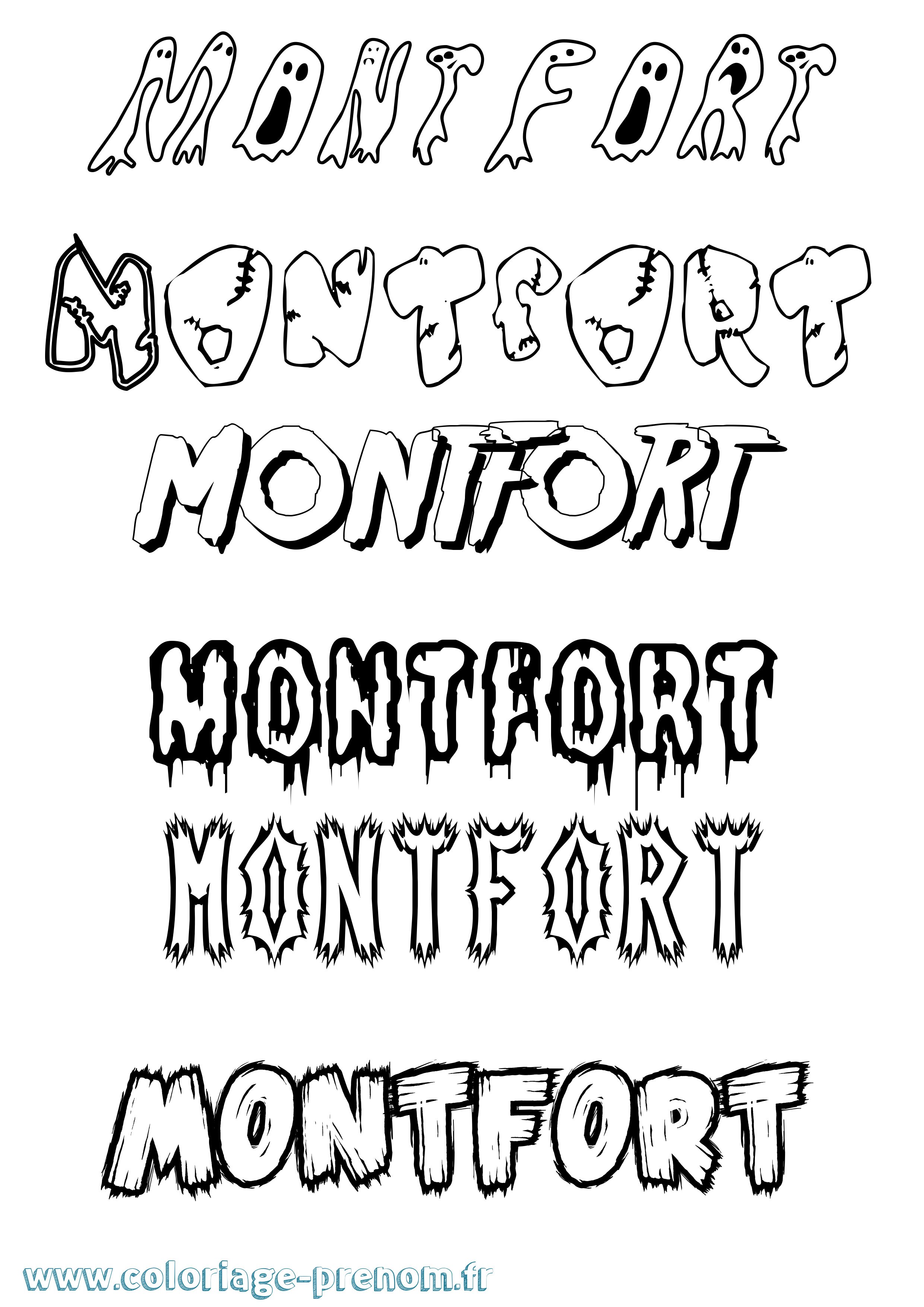 Coloriage Montfort Frisson Coloriage prénom Montfort Frisson