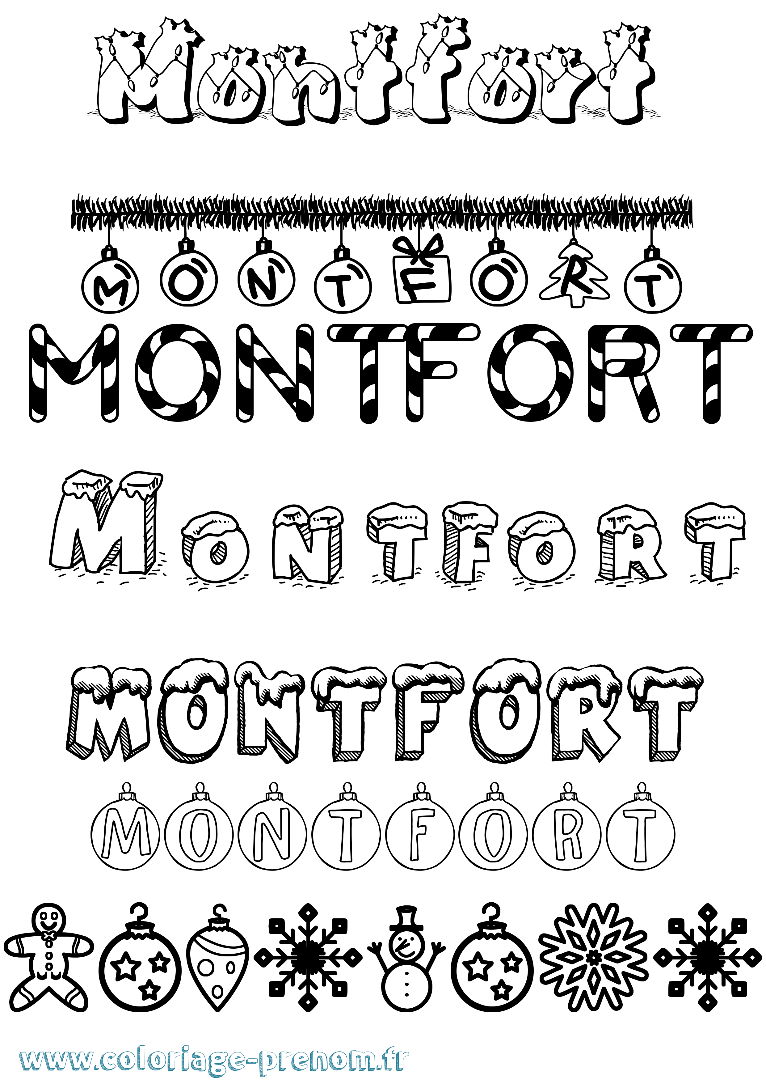 Coloriage Montfort Noël Coloriage prénom Montfort Noël