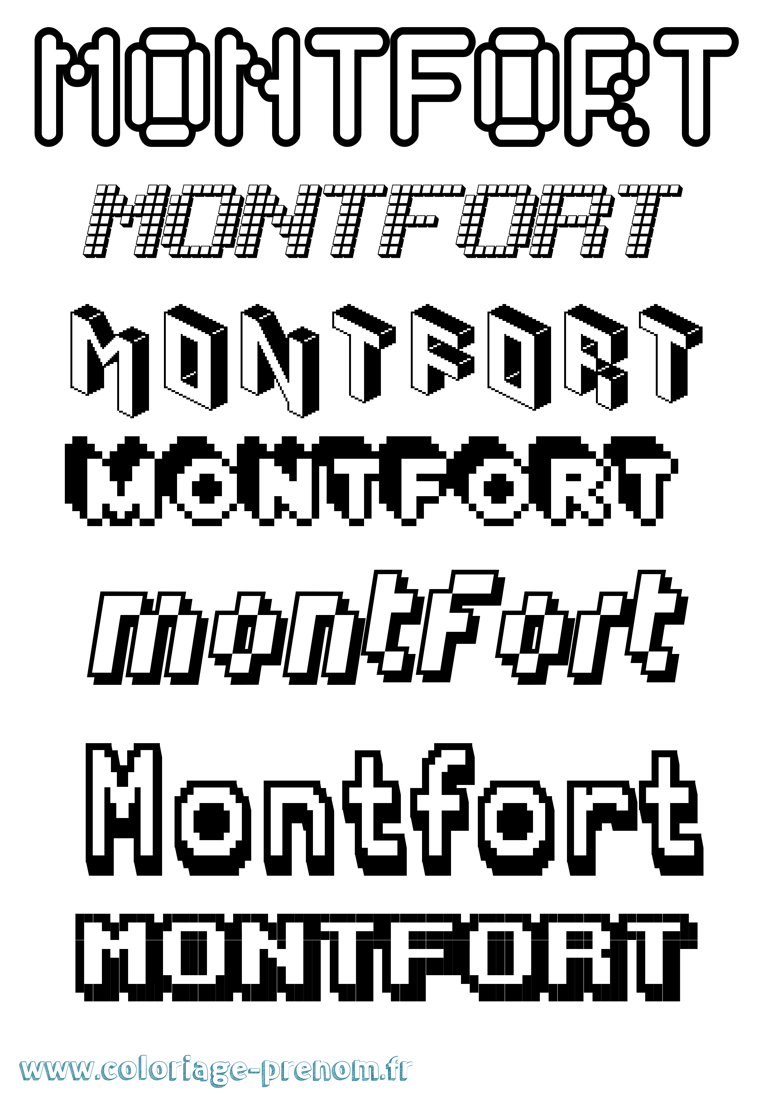 Coloriage Montfort Pixel Coloriage prénom Montfort Pixel