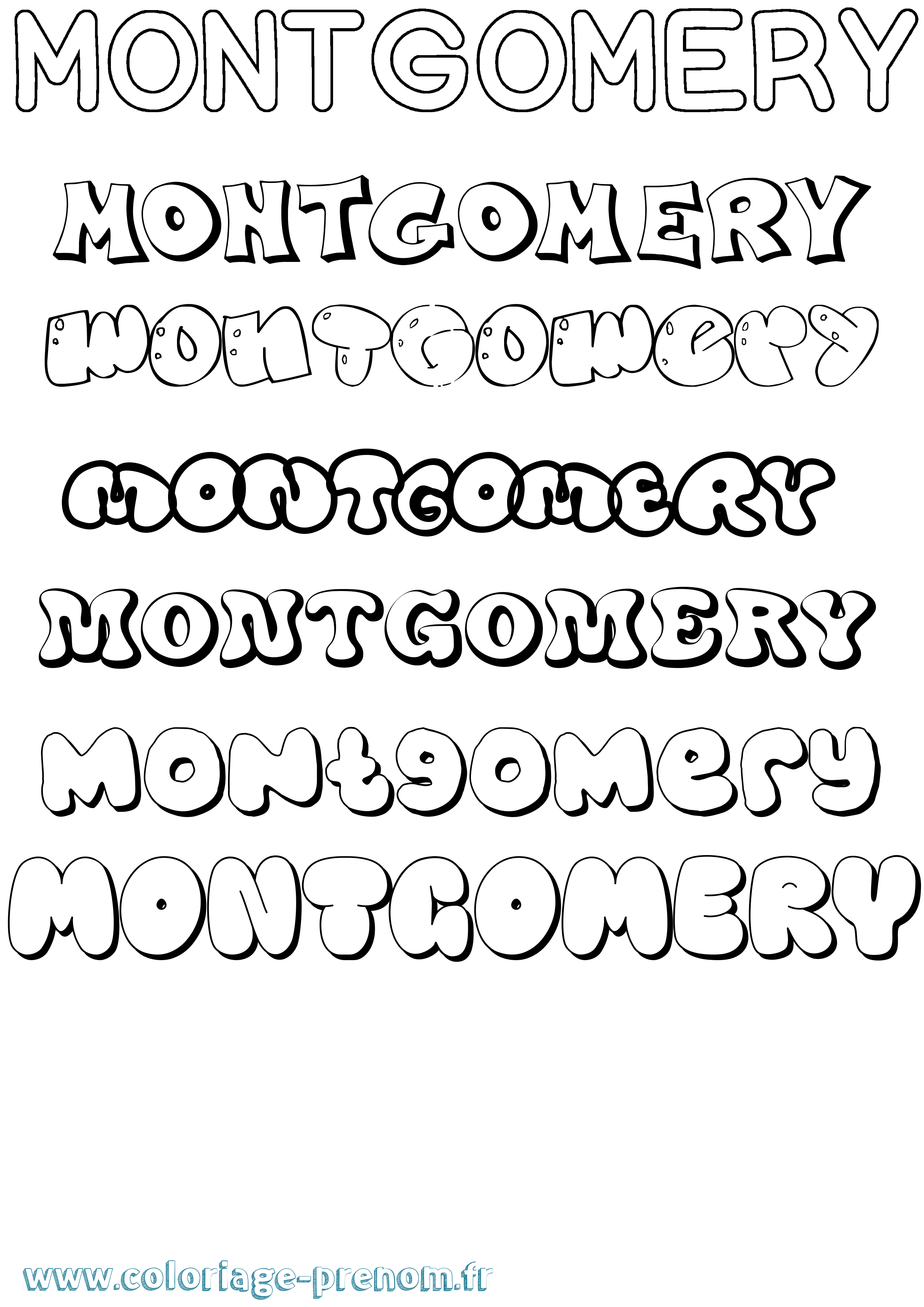 Coloriage Montgomery Bubble Coloriage prénom Montgomery Bubble