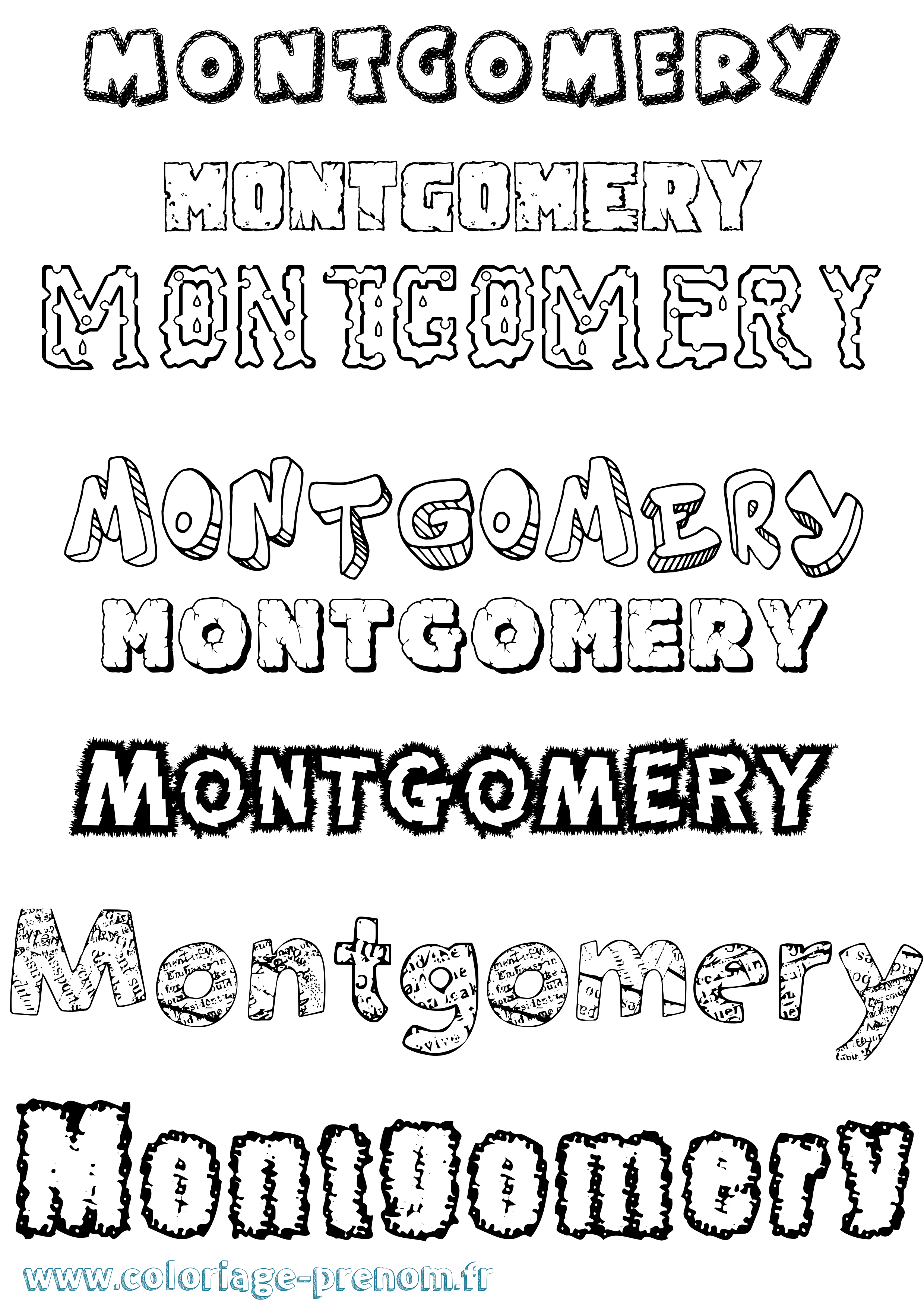 Coloriage Montgomery Destructuré Coloriage prénom Montgomery Destructuré
