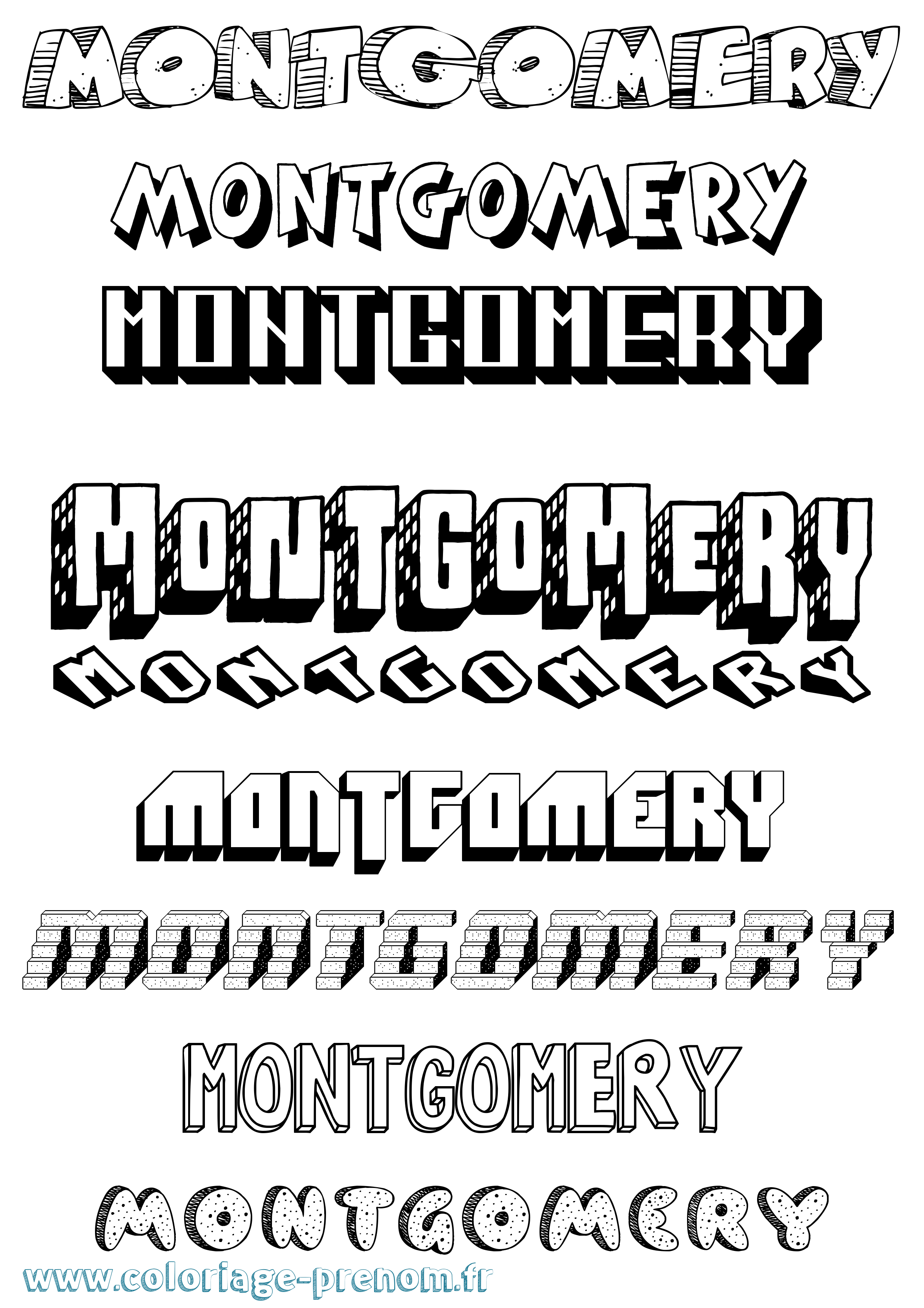 Coloriage Montgomery Effet 3D Coloriage prénom Montgomery Effet 3D