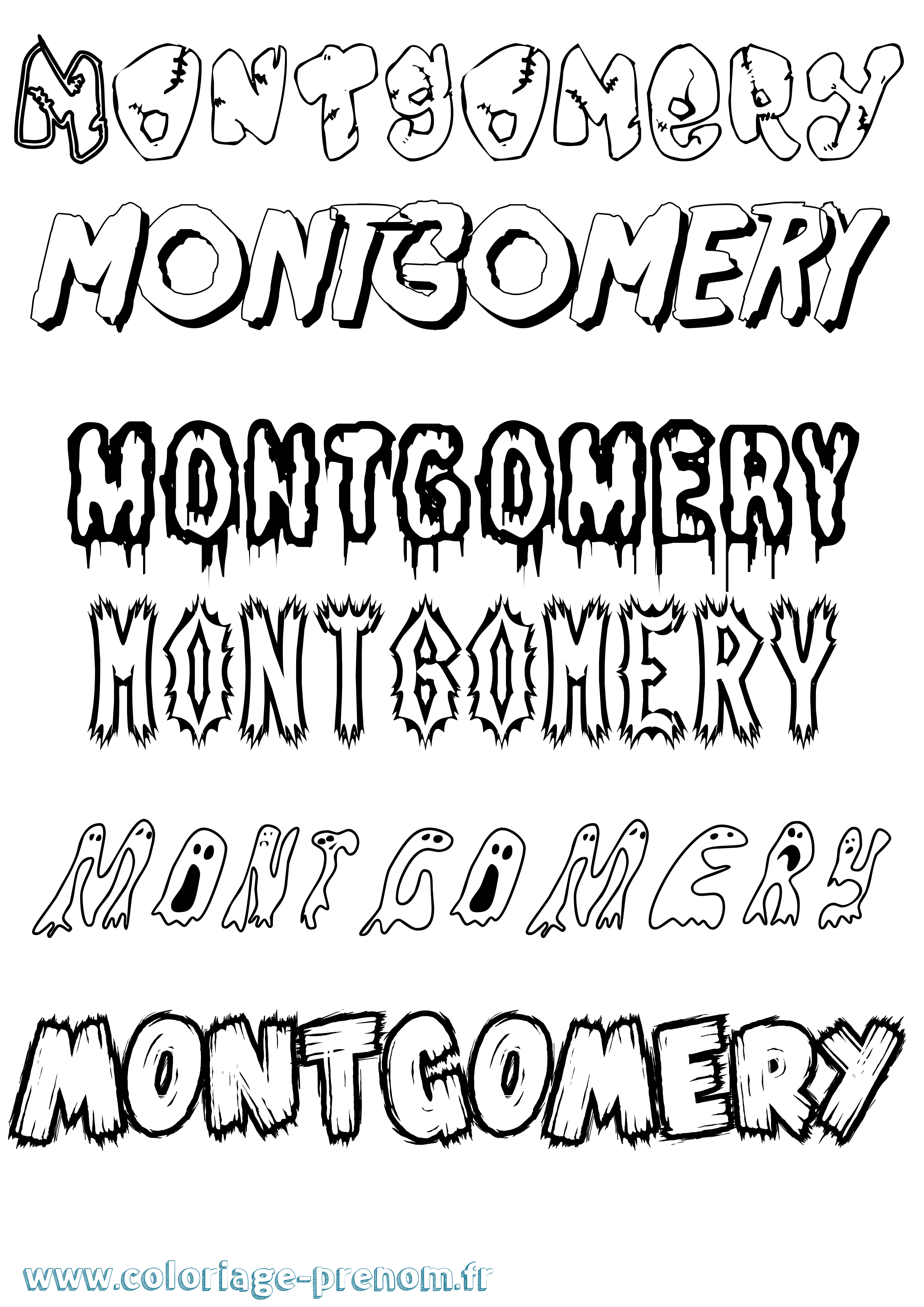 Coloriage Montgomery Frisson Coloriage prénom Montgomery Frisson