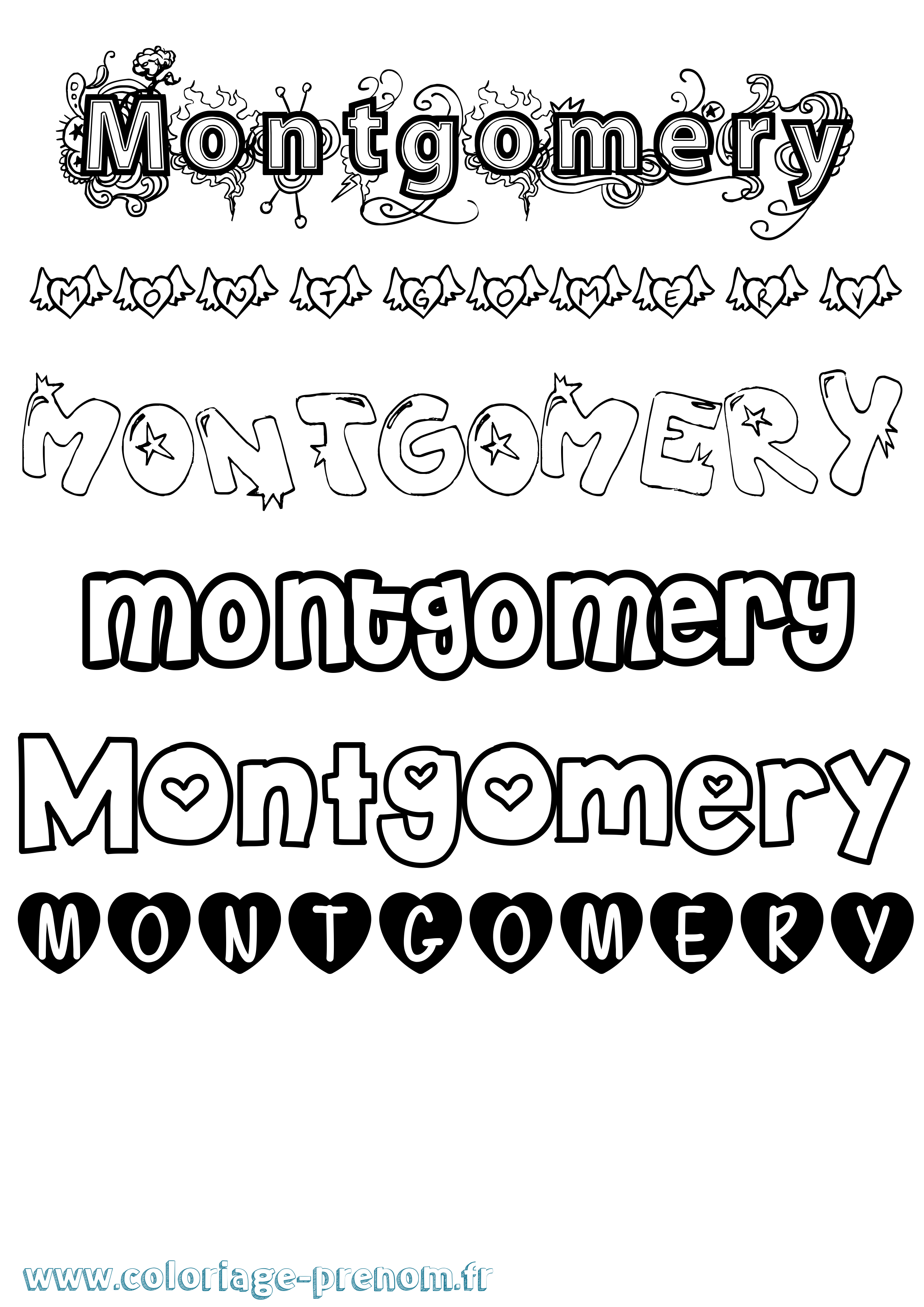 Coloriage Montgomery Girly Coloriage prénom Montgomery Girly