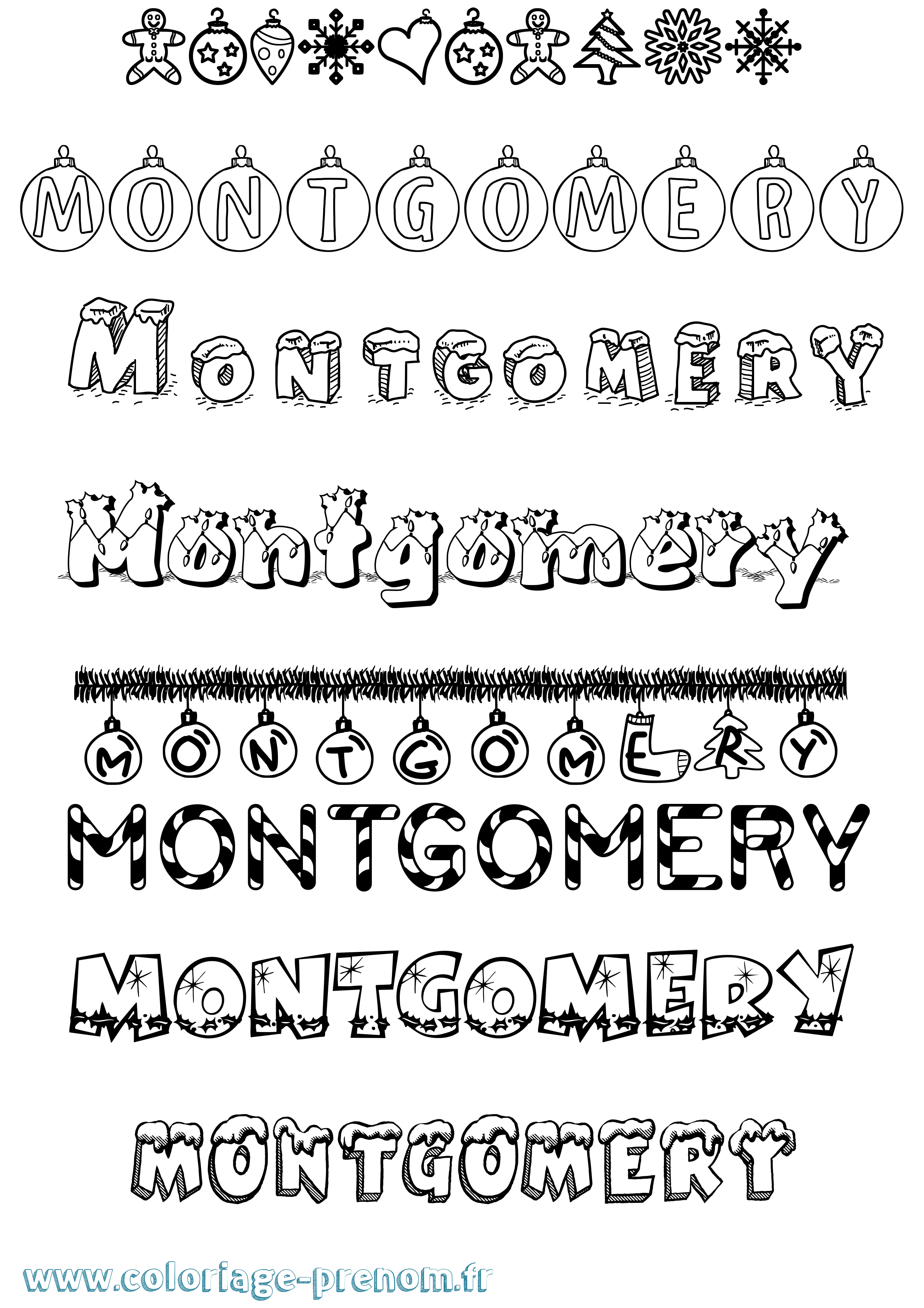 Coloriage Montgomery Noël Coloriage prénom Montgomery Noël