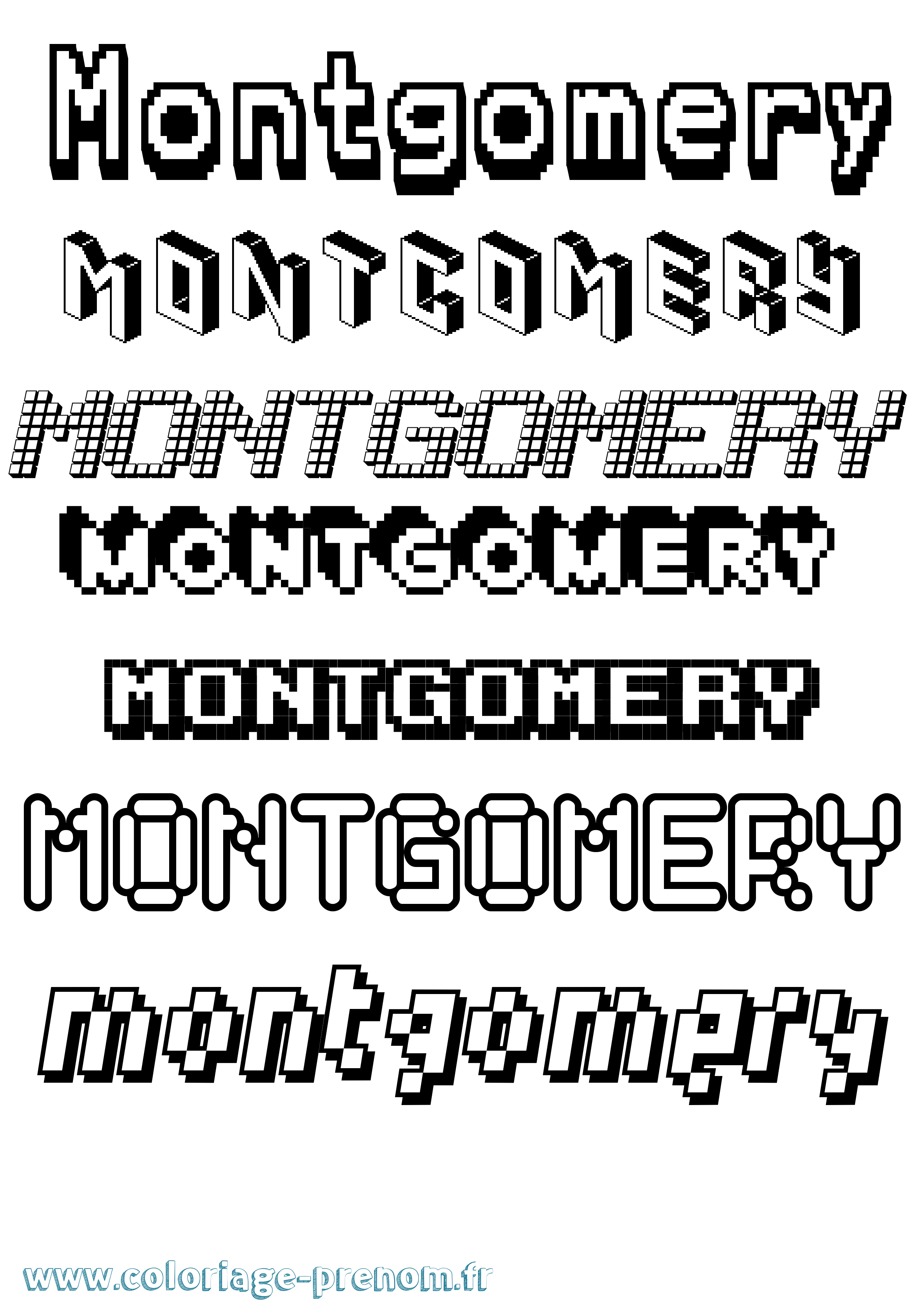 Coloriage Montgomery Pixel Coloriage prénom Montgomery Pixel