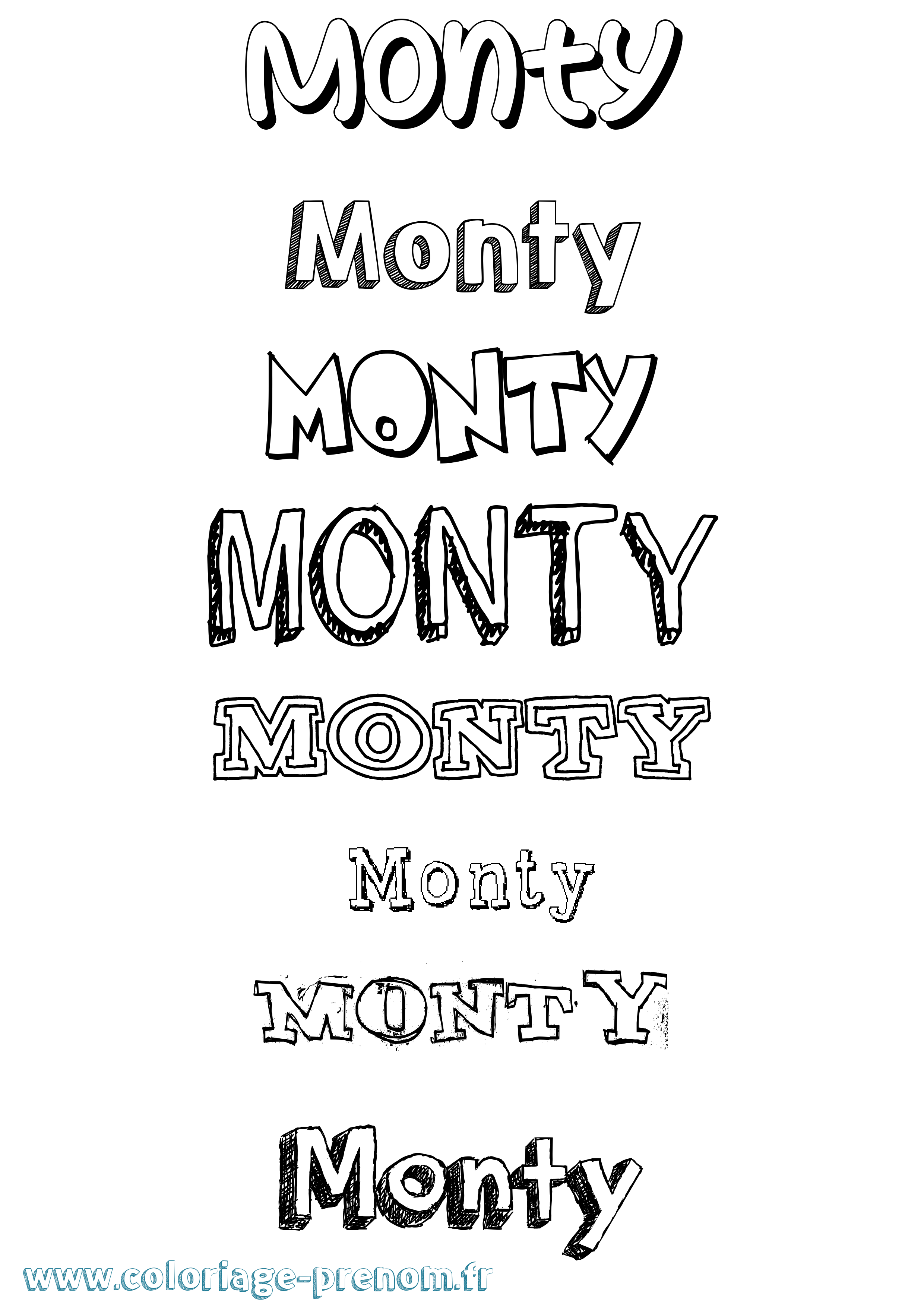 Coloriage Monty Dessiné Coloriage prénom Monty Dessiné