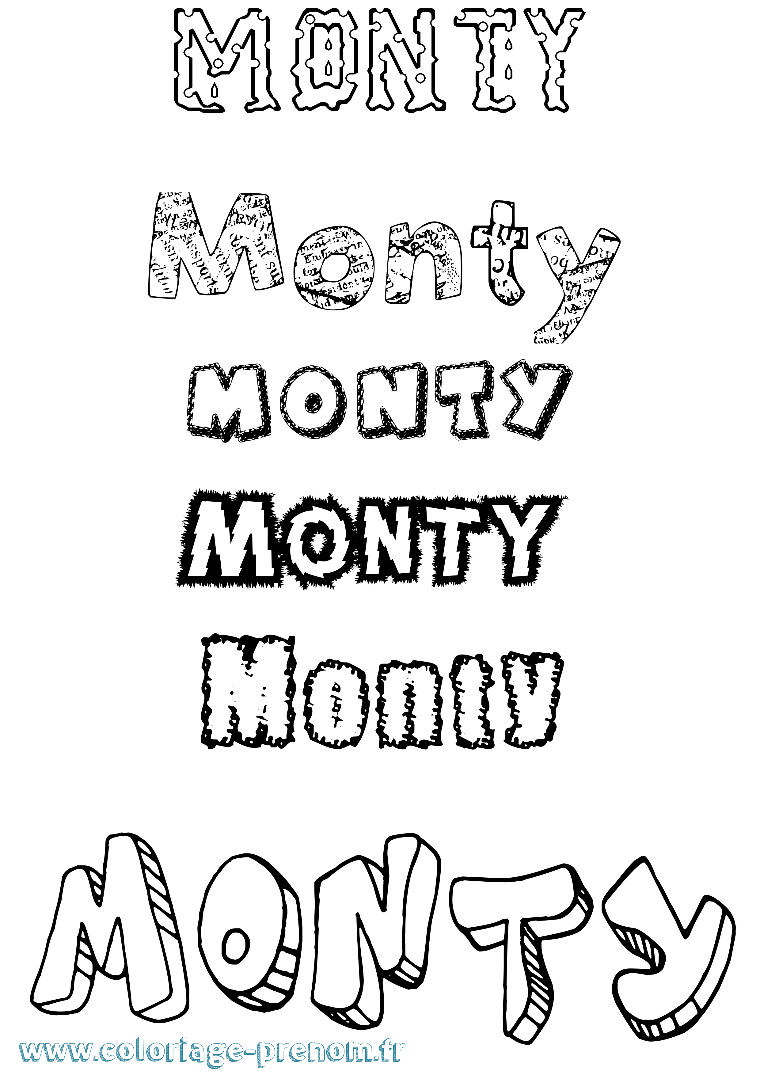 Coloriage Monty Destructuré Coloriage prénom Monty Destructuré