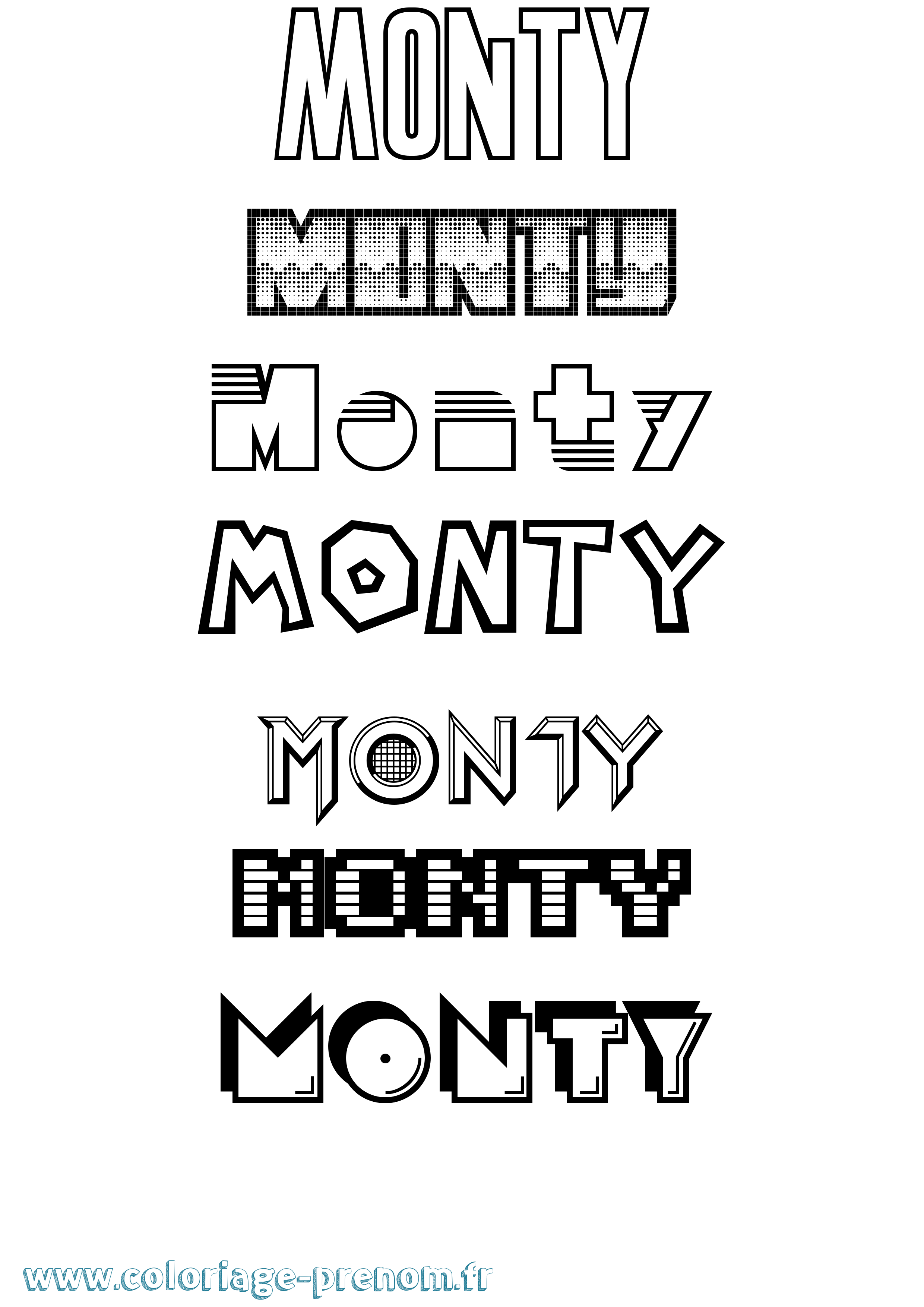Coloriage Monty Jeux Vidéos Coloriage prénom Monty Jeux Vidéos