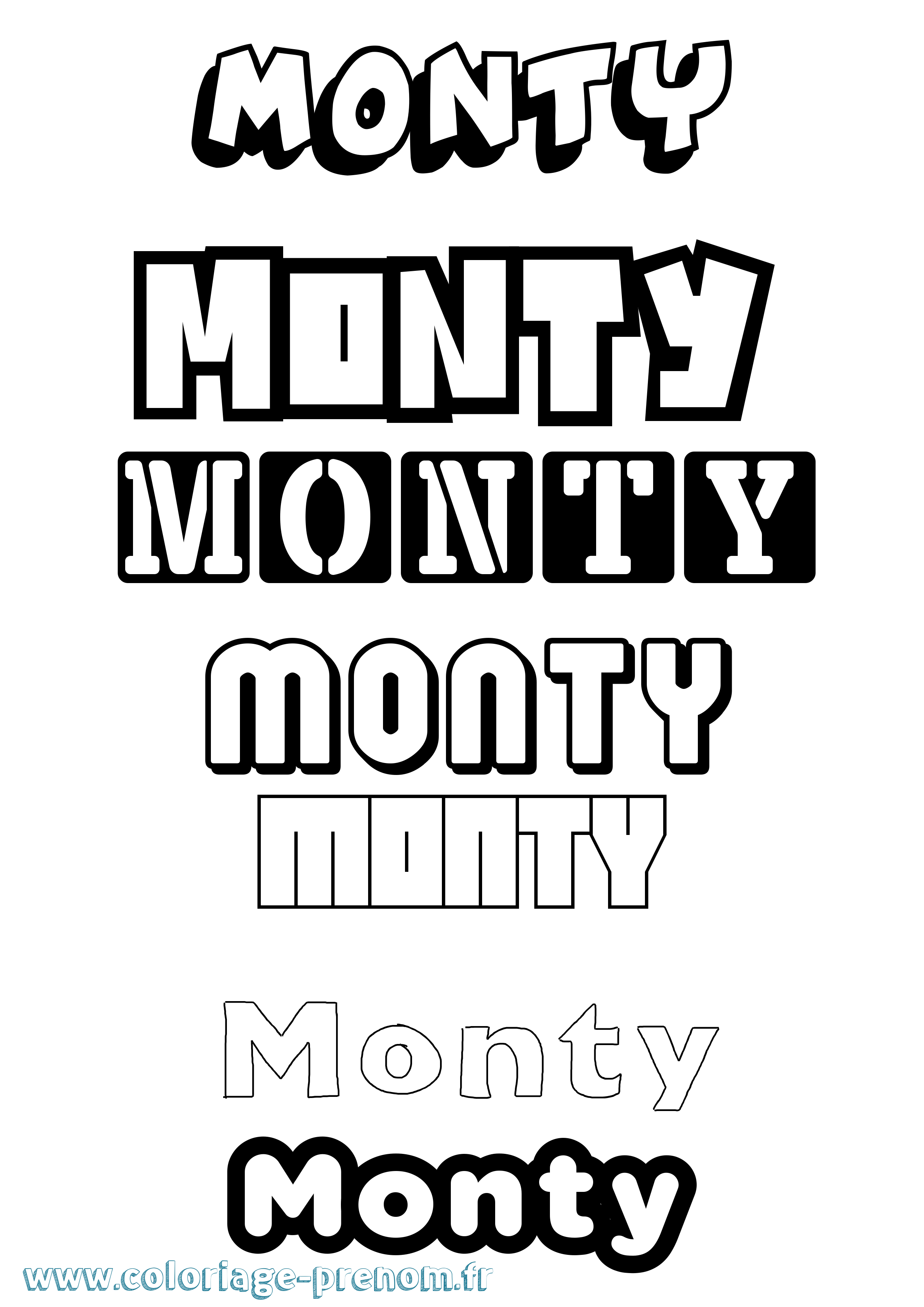 Coloriage Monty Simple Coloriage prénom Monty Simple