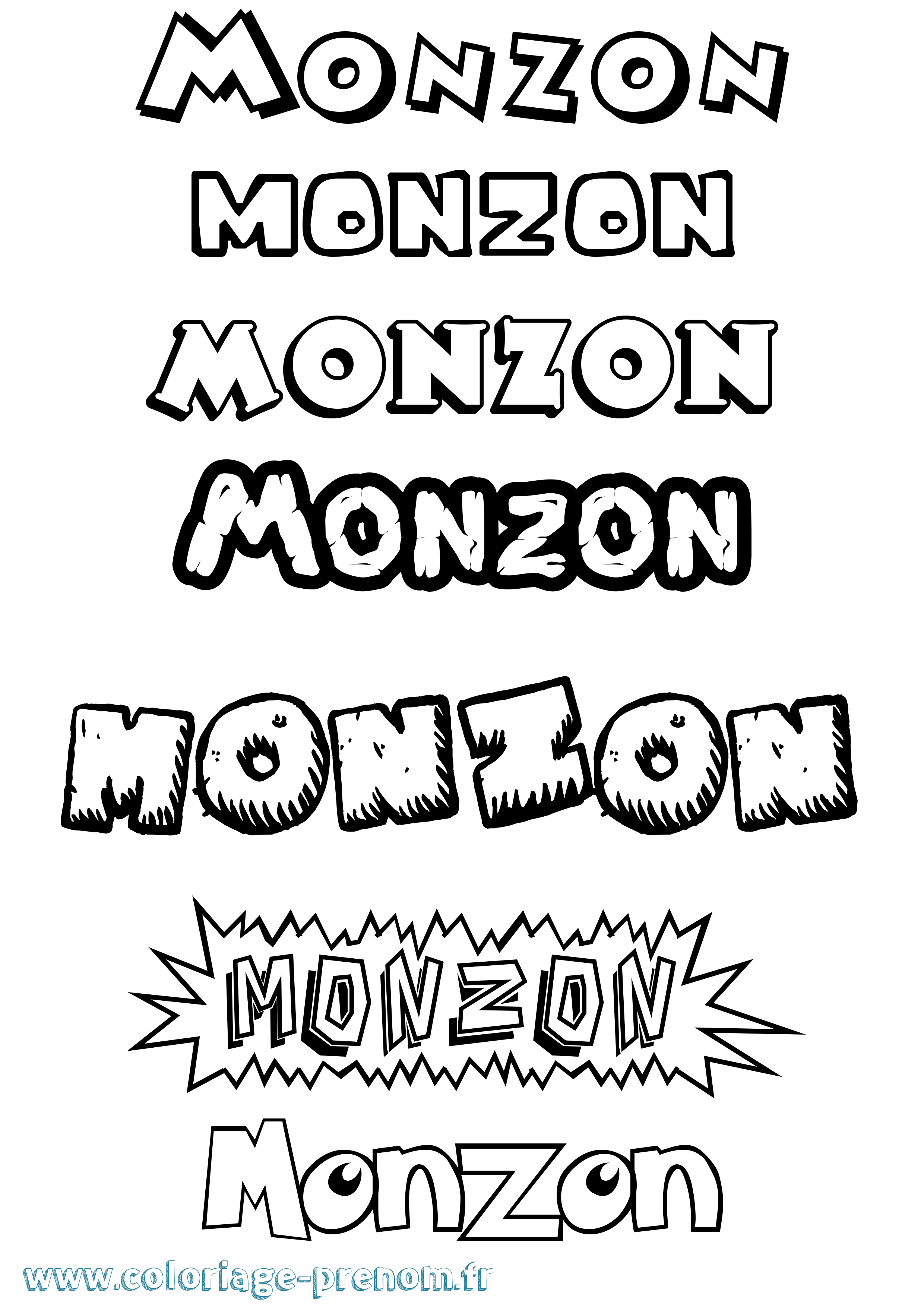 Coloriage Monzon Dessin Animé Coloriage prénom Monzon Dessin Animé