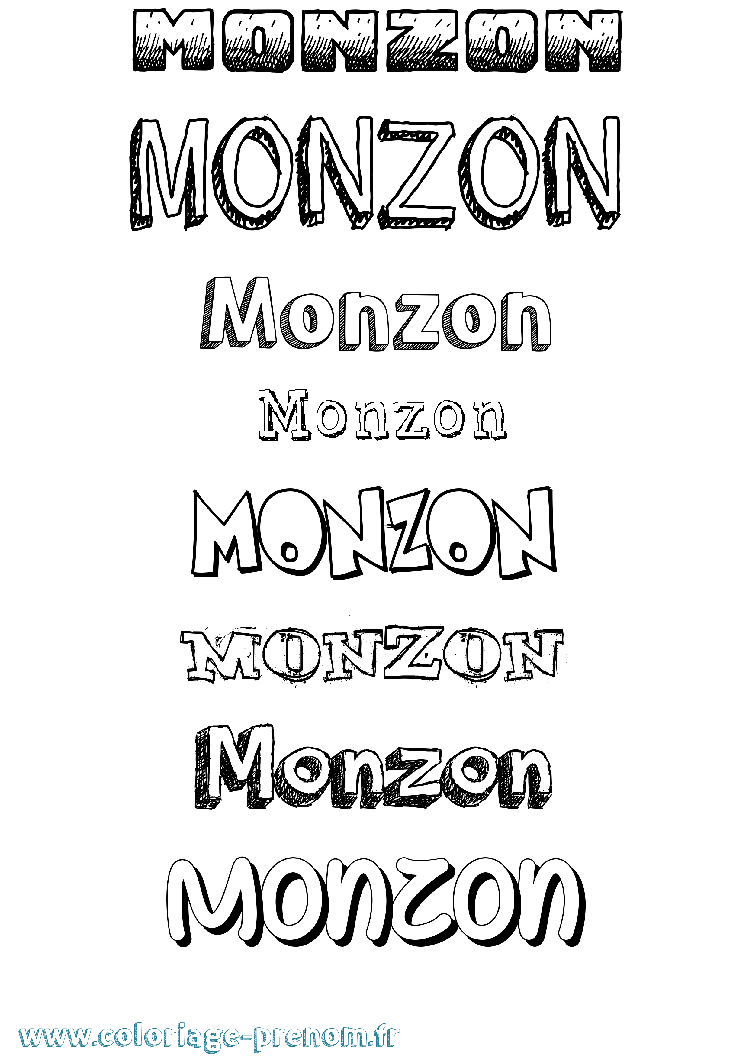 Coloriage Monzon Dessiné Coloriage prénom Monzon Dessiné