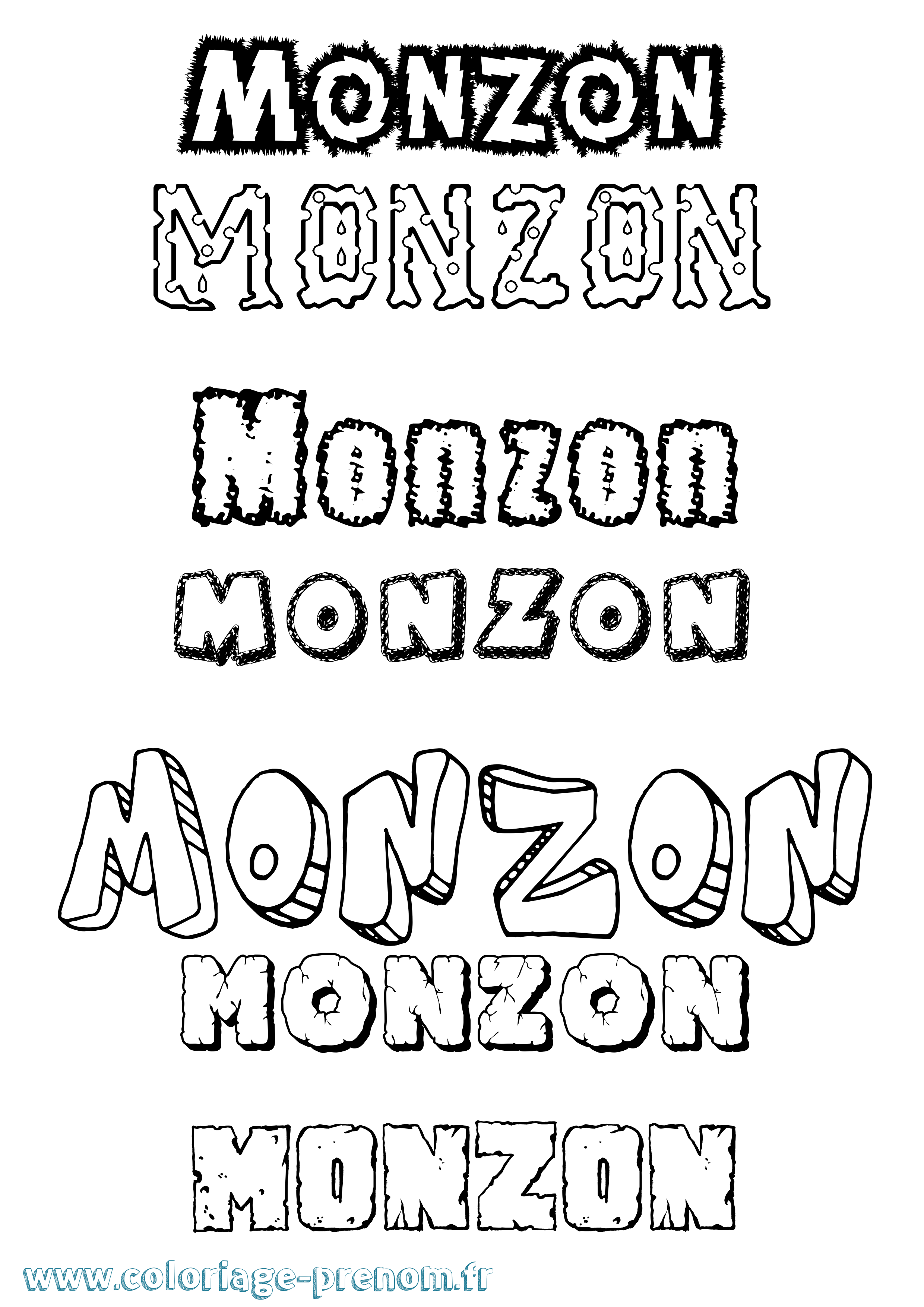 Coloriage Monzon Destructuré Coloriage prénom Monzon Destructuré