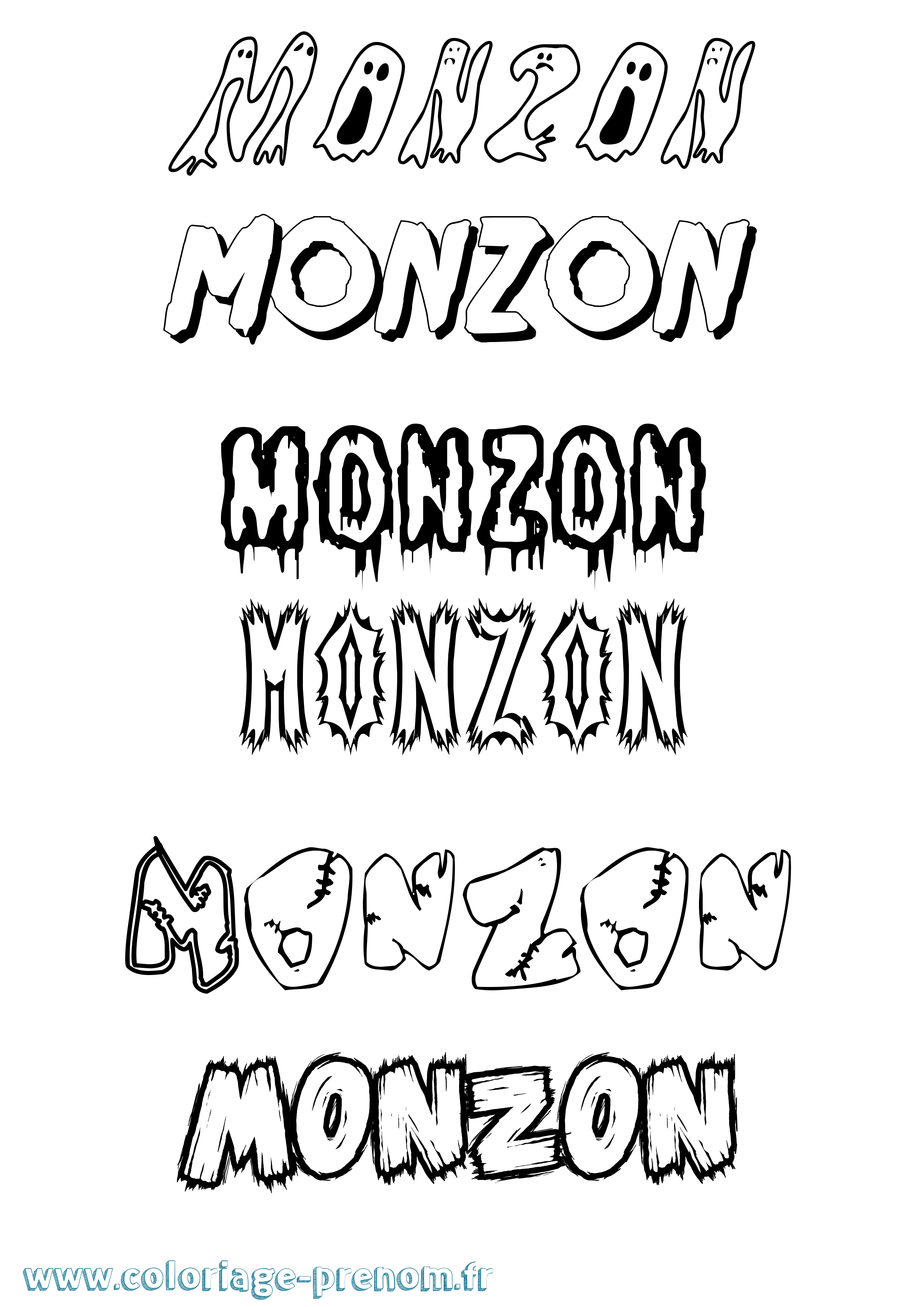 Coloriage Monzon Frisson Coloriage prénom Monzon Frisson