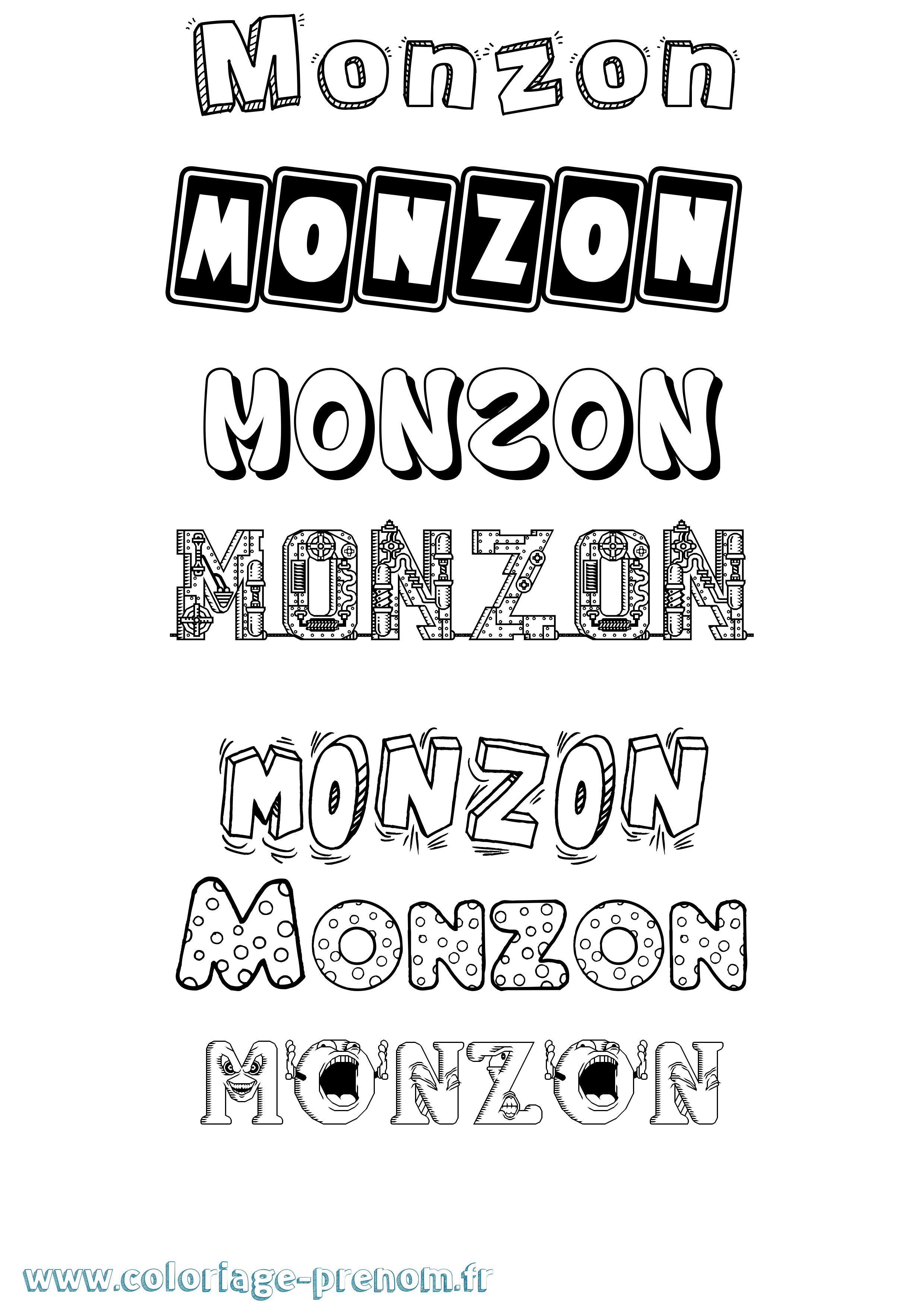 Coloriage Monzon Fun Coloriage prénom Monzon Fun