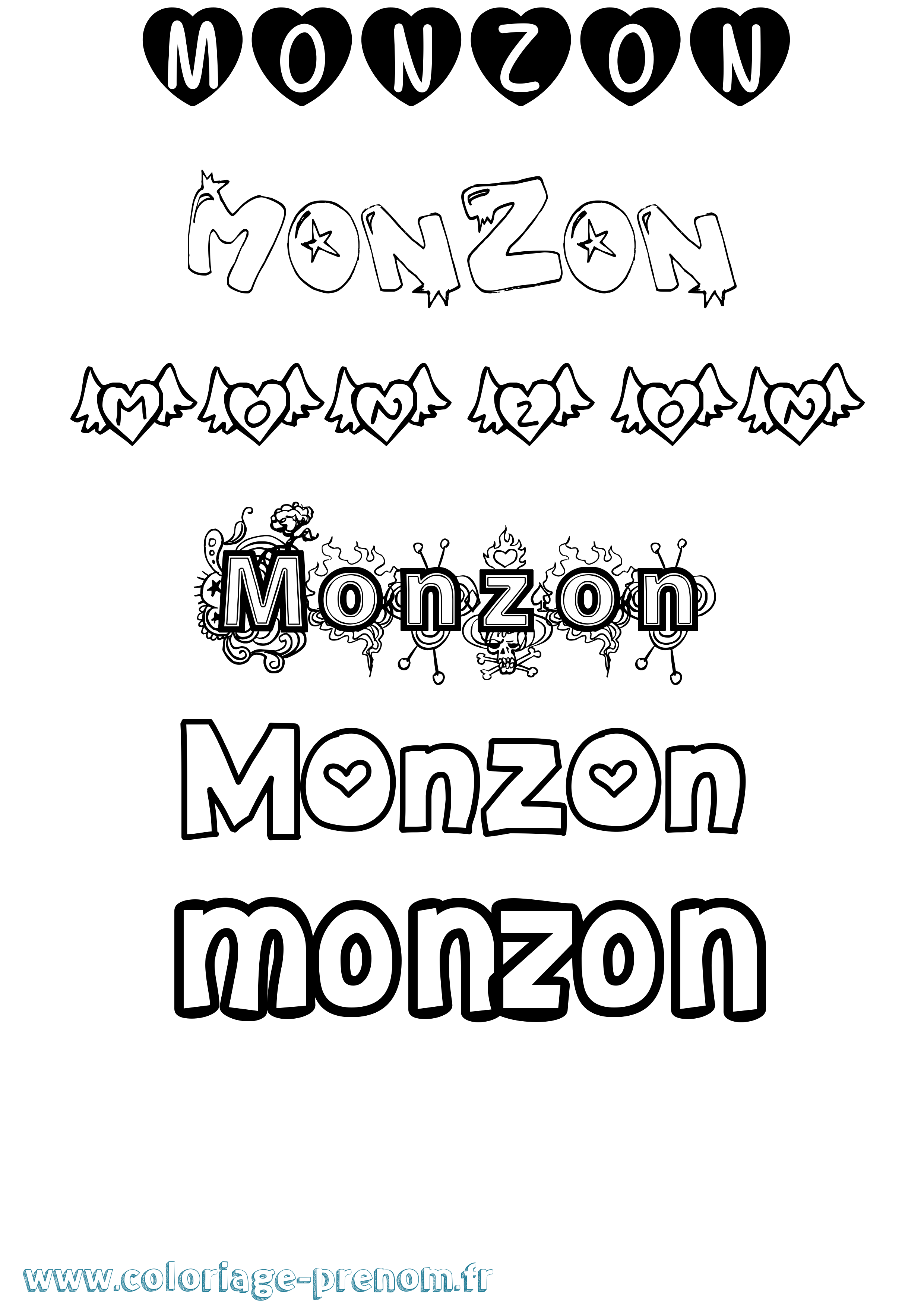 Coloriage Monzon Girly Coloriage prénom Monzon Girly