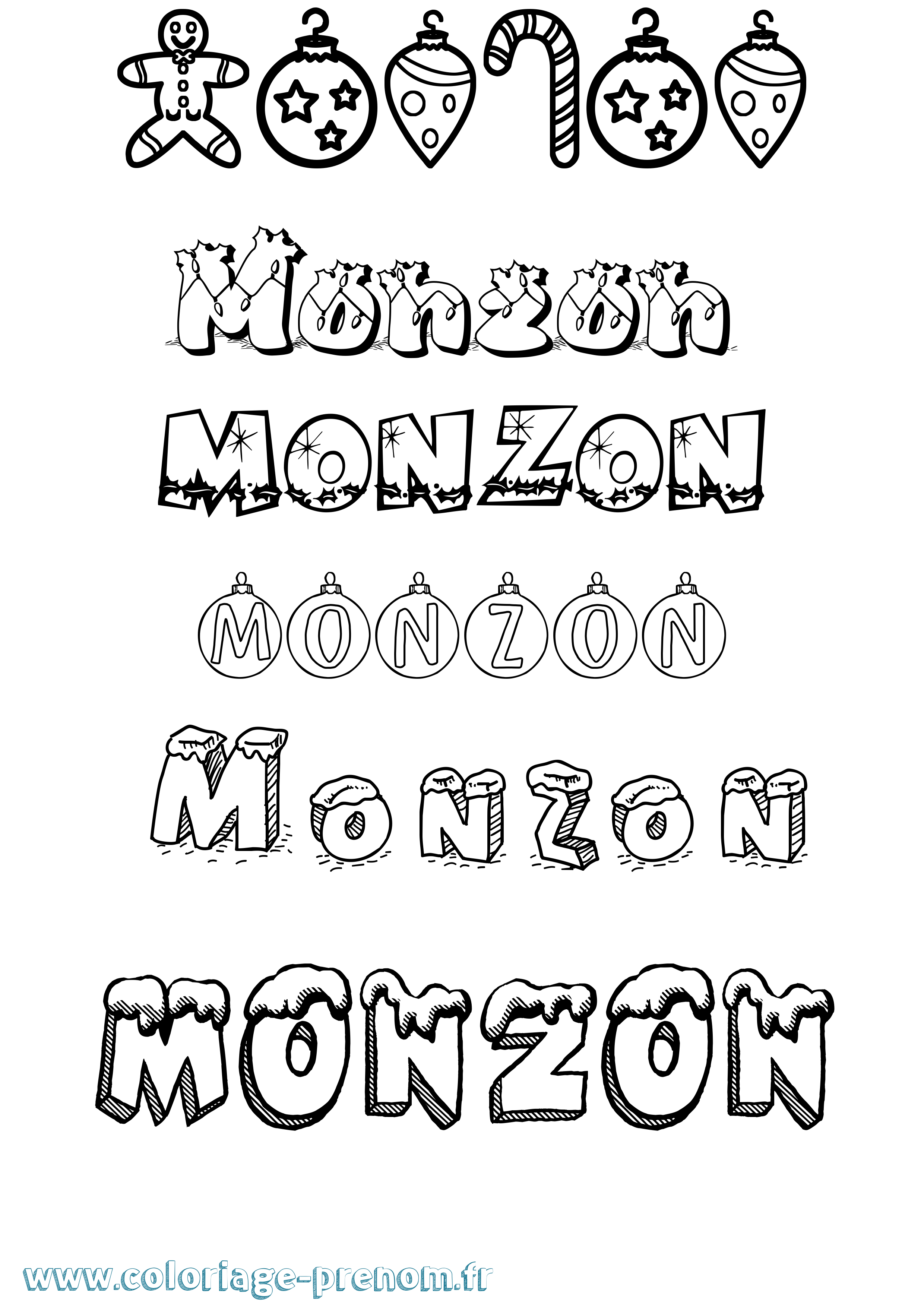 Coloriage Monzon Noël Coloriage prénom Monzon Noël