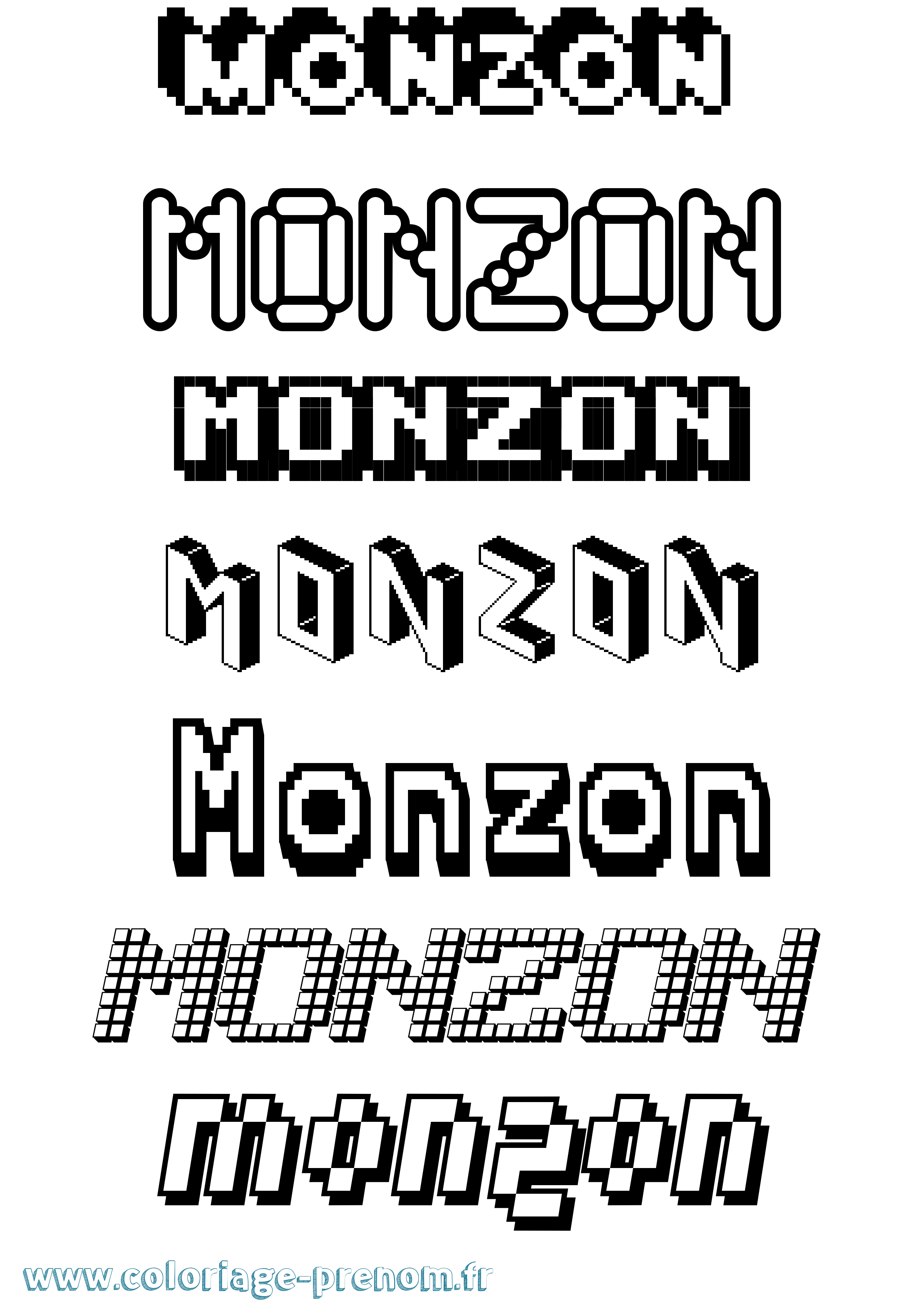 Coloriage Monzon Pixel Coloriage prénom Monzon Pixel