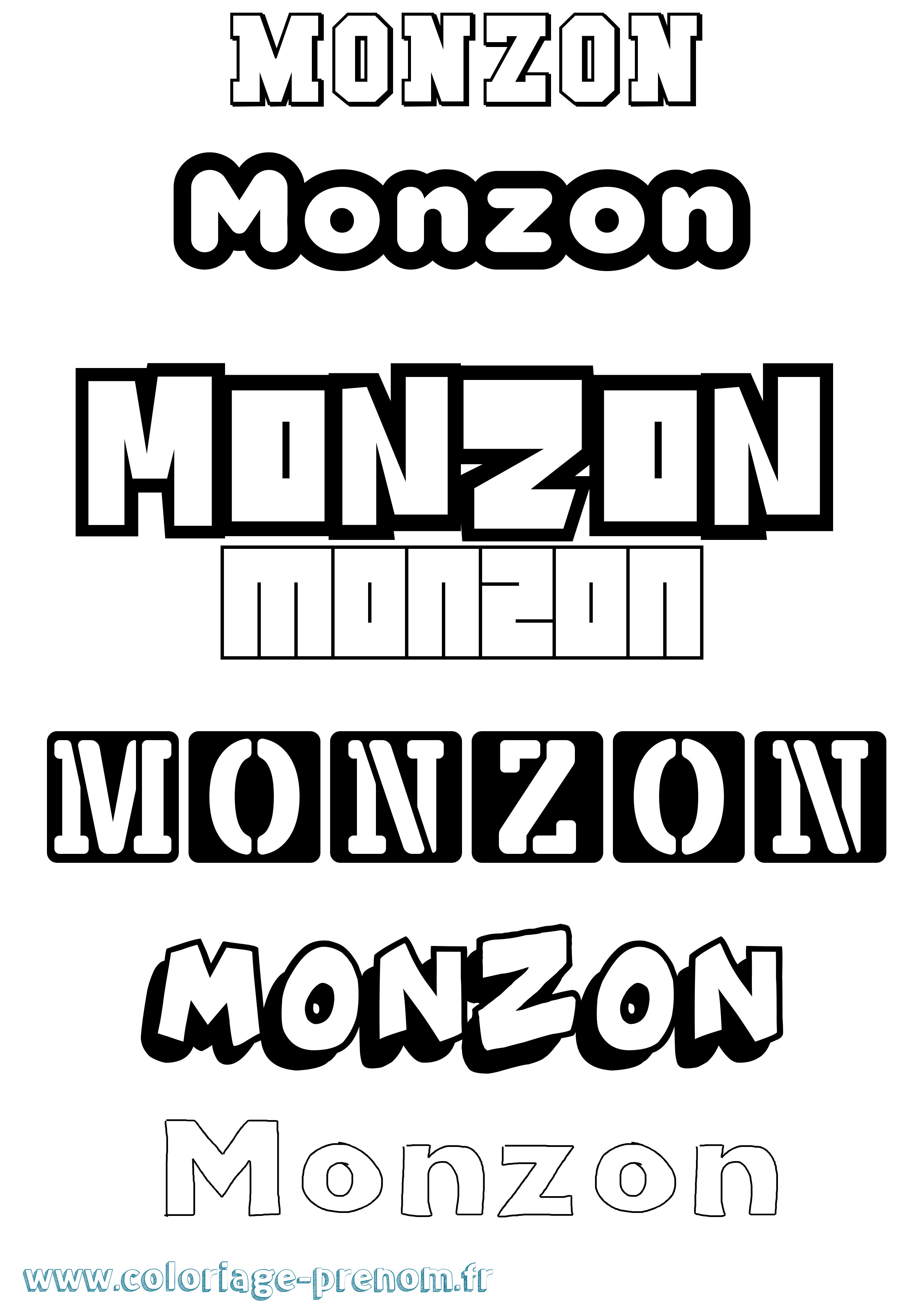 Coloriage Monzon Simple Coloriage prénom Monzon Simple