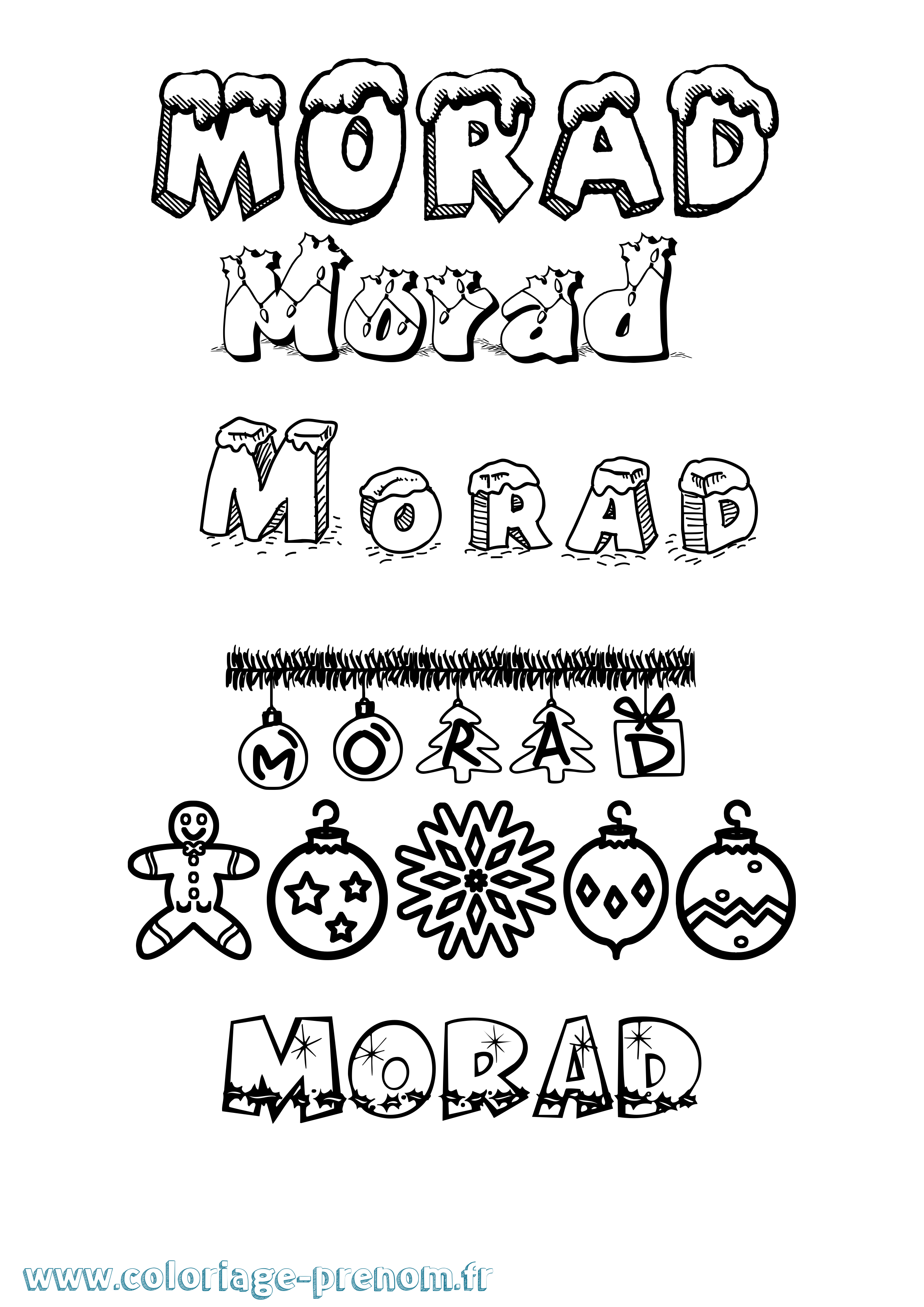 Coloriage Morad Noël Coloriage prénom Morad Noël
