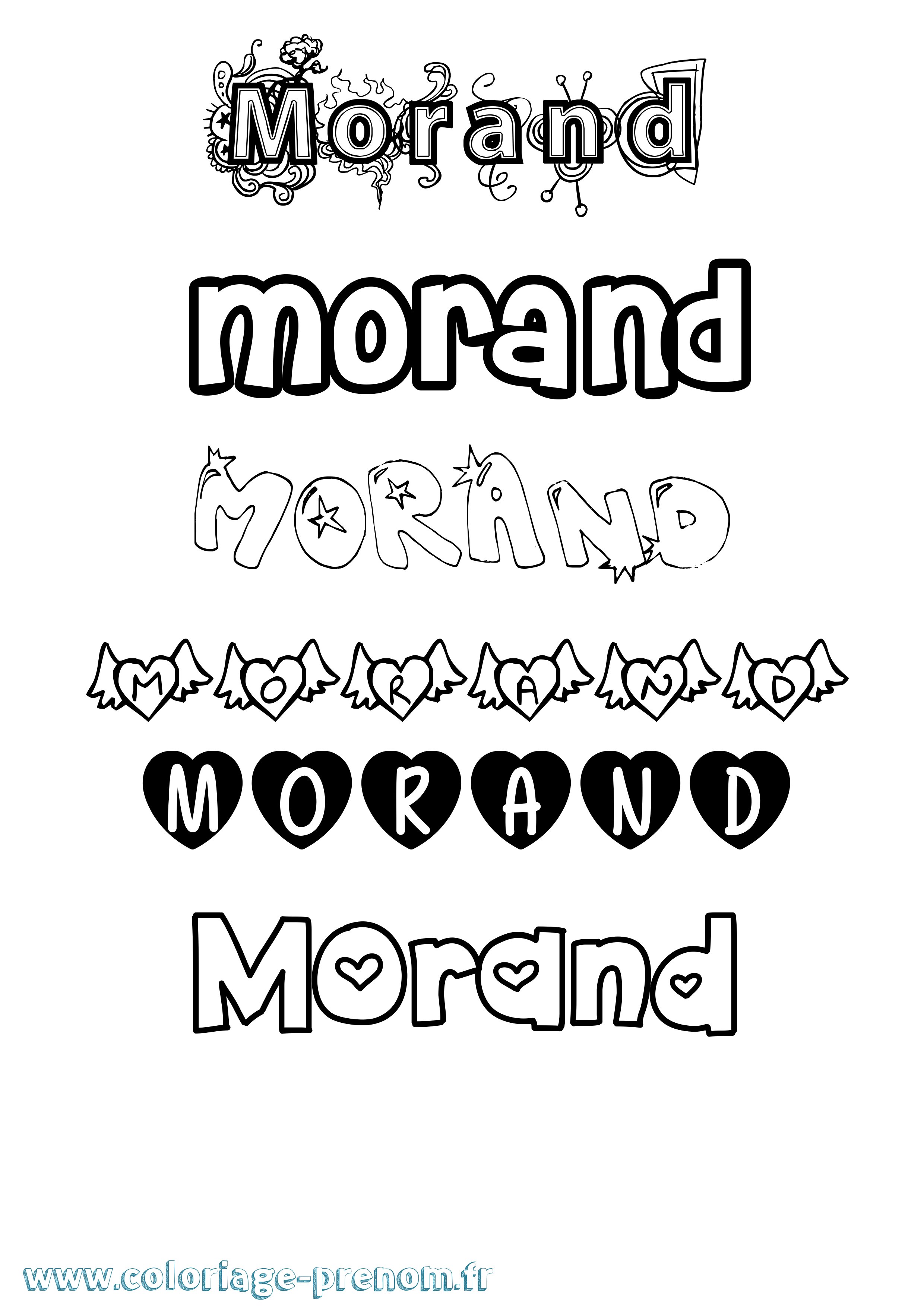 Coloriage Morand Girly Coloriage prénom Morand Girly