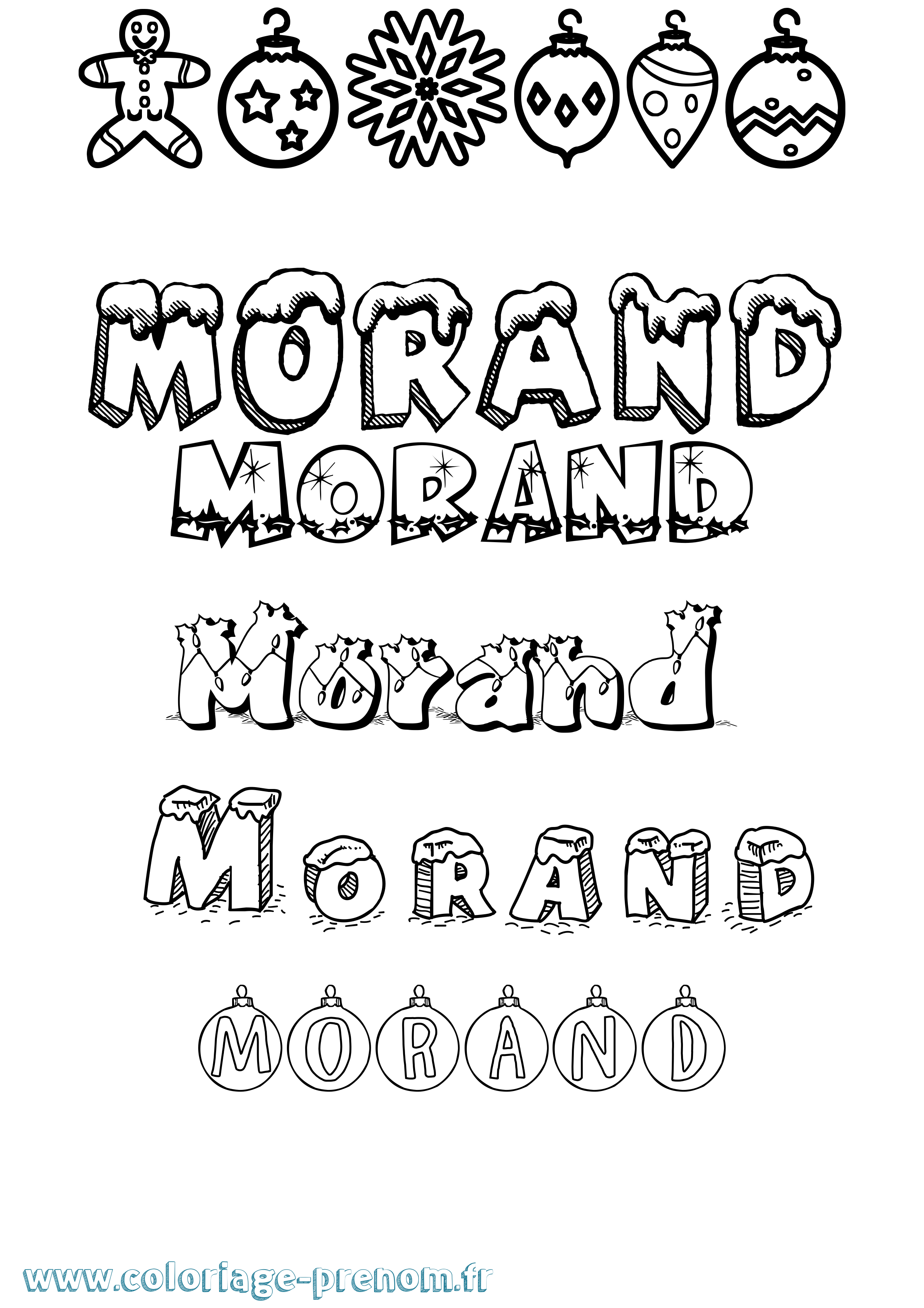 Coloriage Morand Noël Coloriage prénom Morand Noël