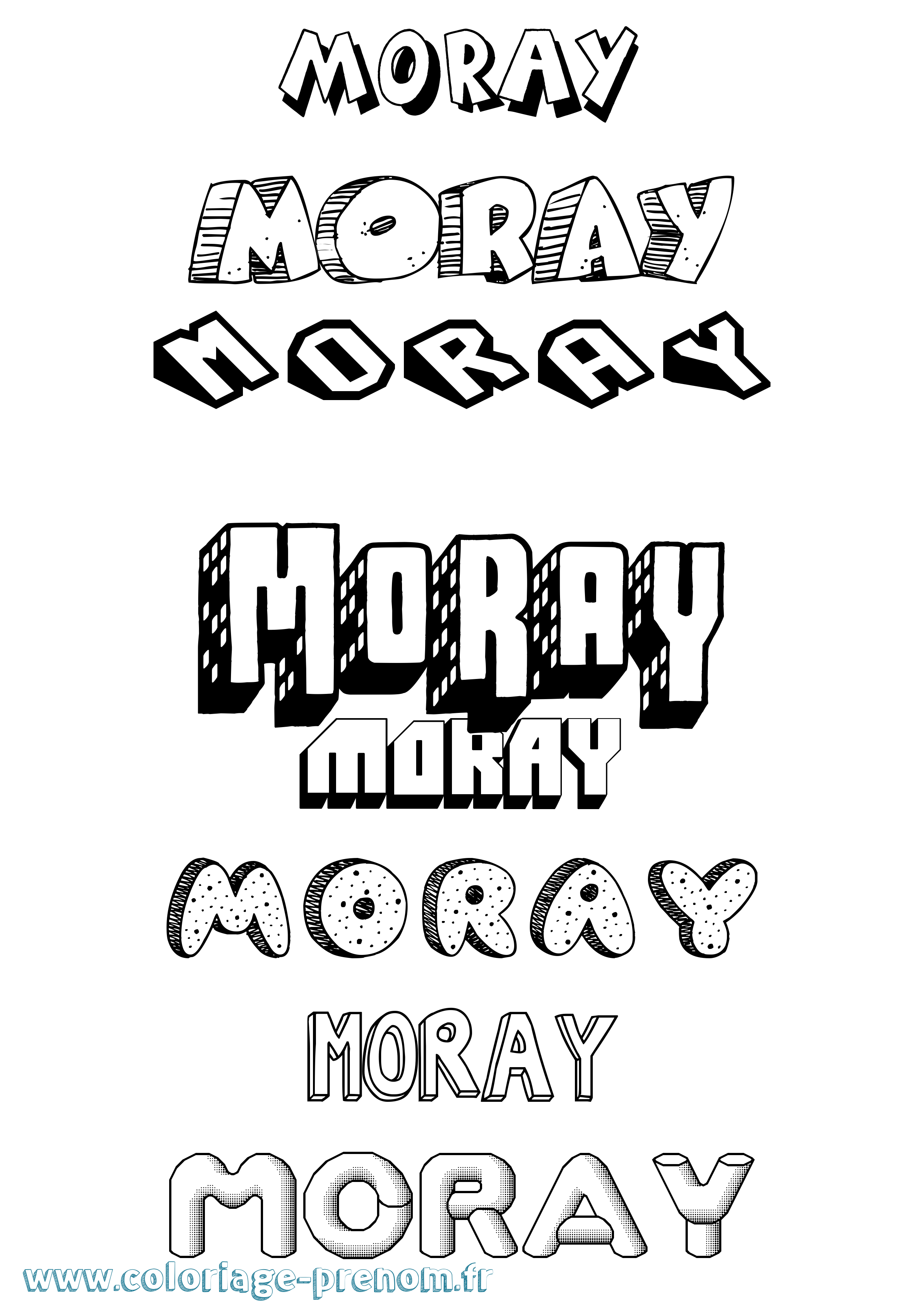Coloriage Moray Effet 3D Coloriage prénom Moray Effet 3D