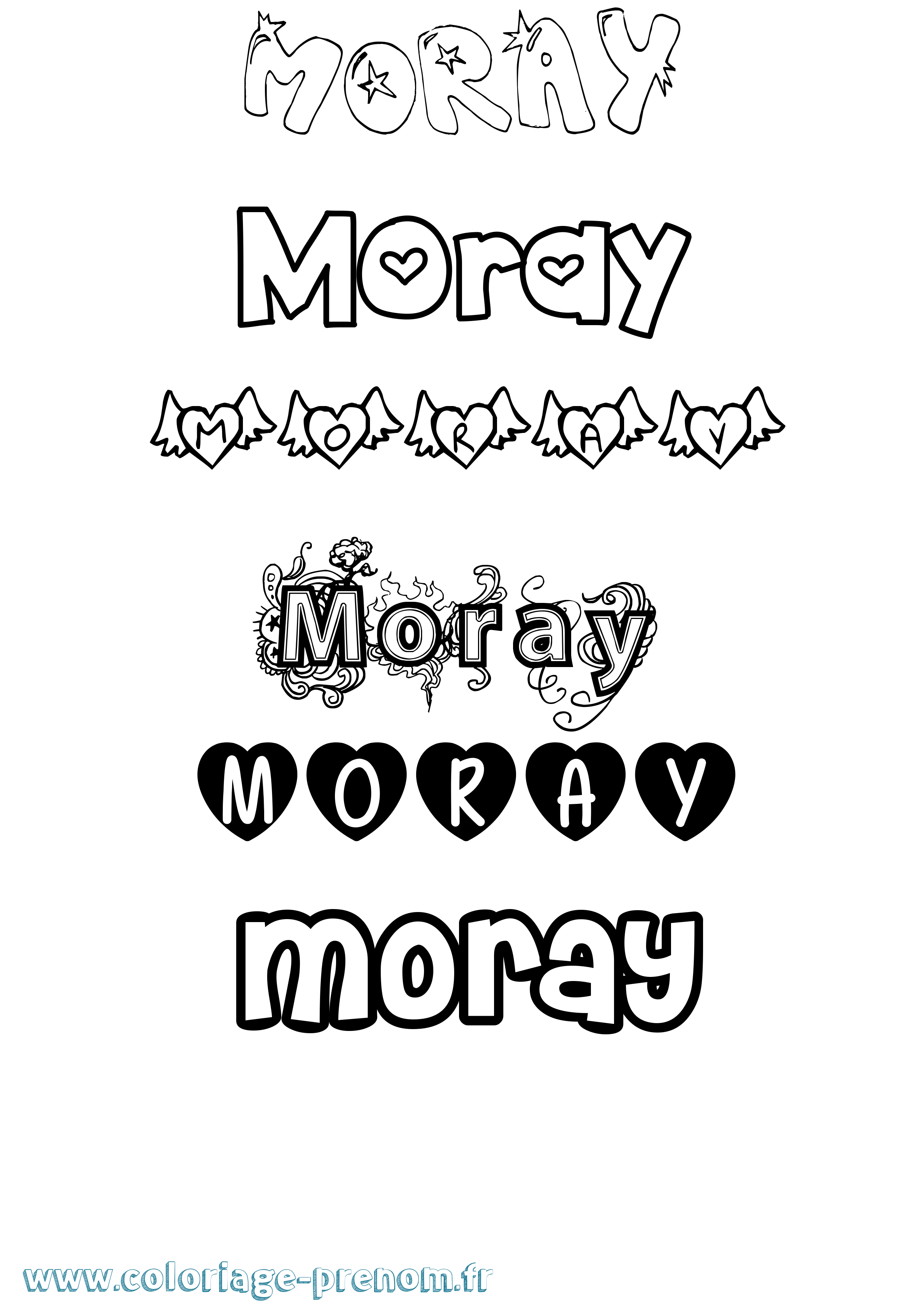 Coloriage Moray Girly Coloriage prénom Moray Girly