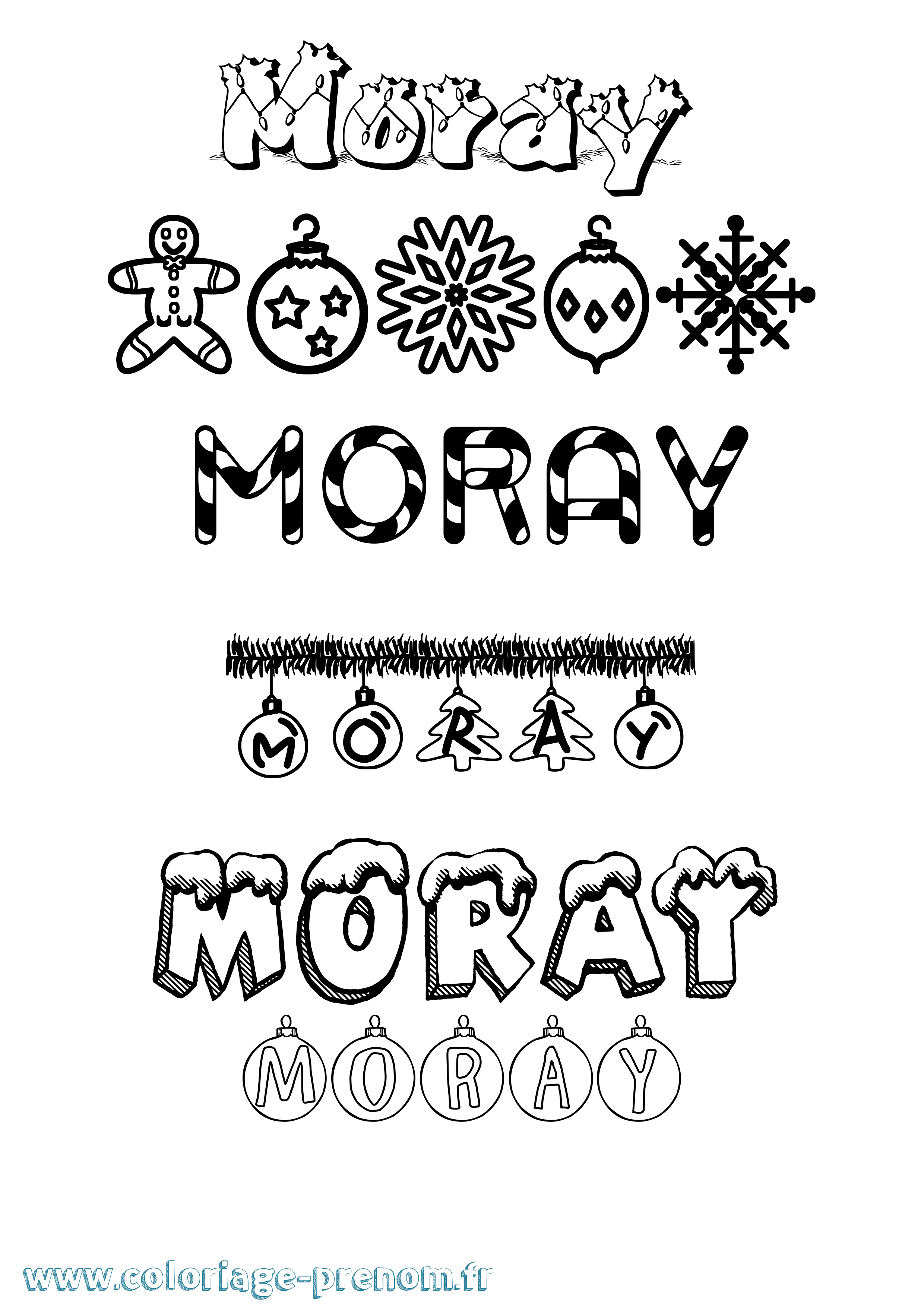 Coloriage Moray Noël Coloriage prénom Moray Noël