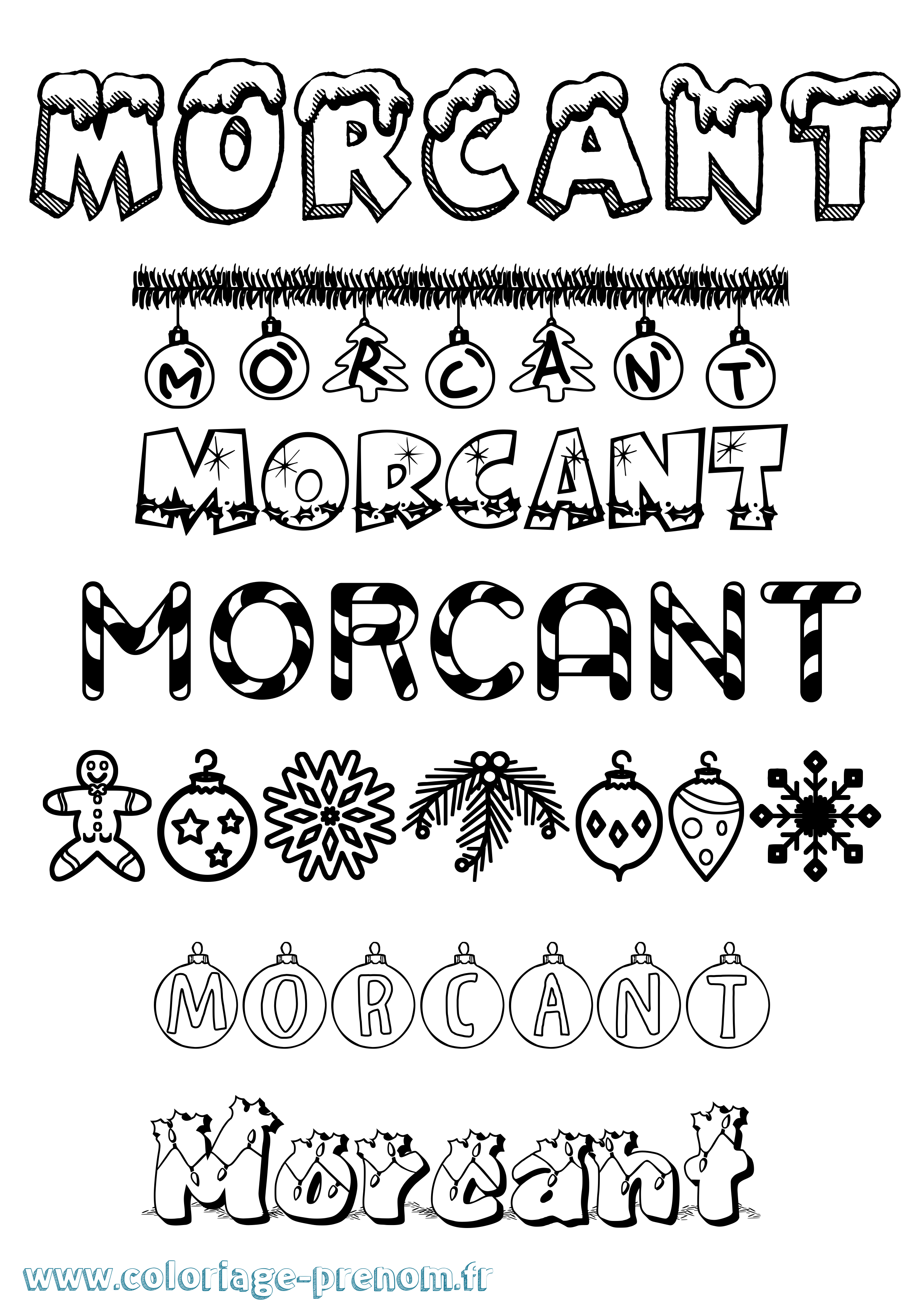 Coloriage Morcant Noël Coloriage prénom Morcant Noël